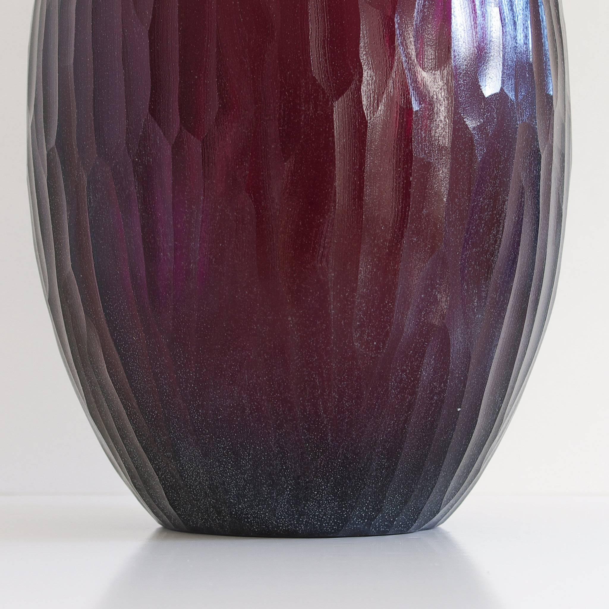 Italian Murano Amethyst Textured Glass Vase