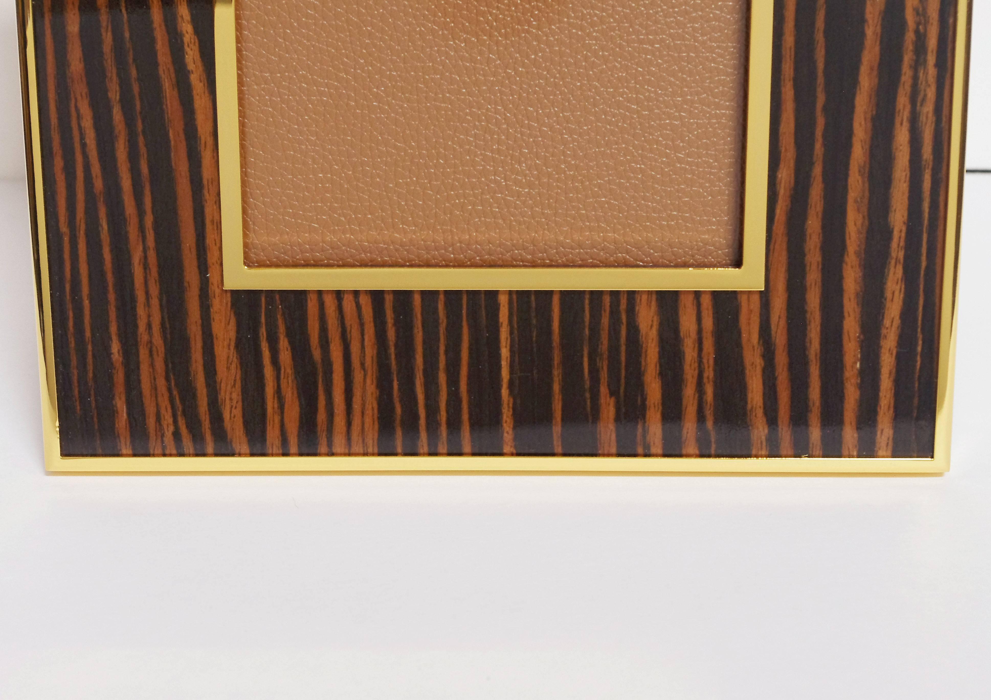 Italian Brown Macassar Photo Frames with Malachite