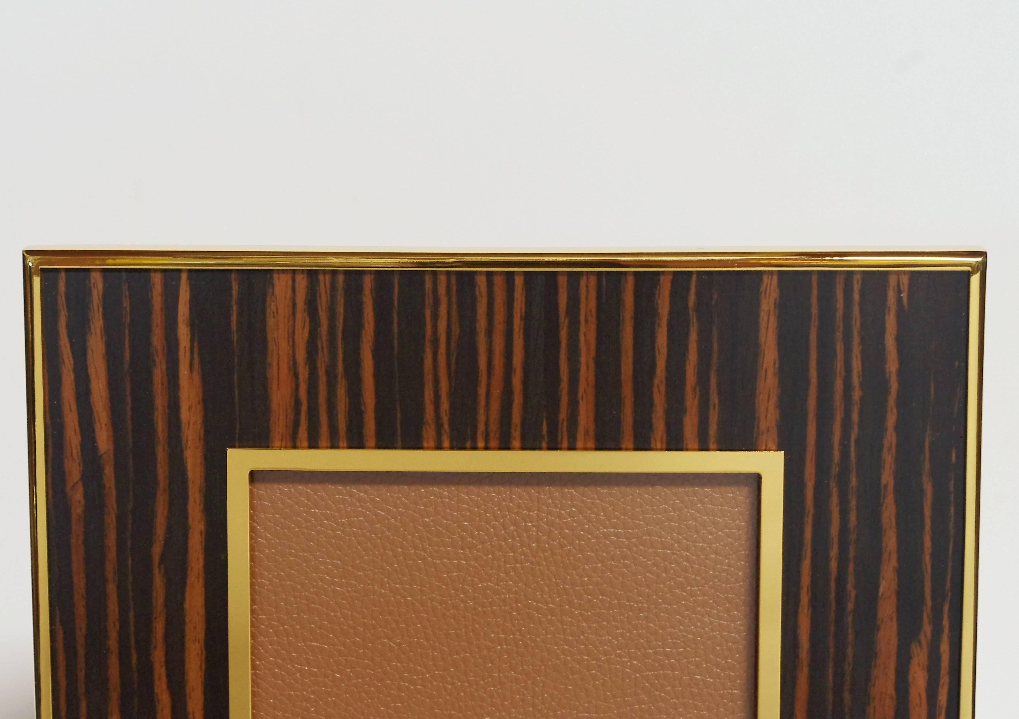 Modern Brown Macassar Photo Frames with Malachite