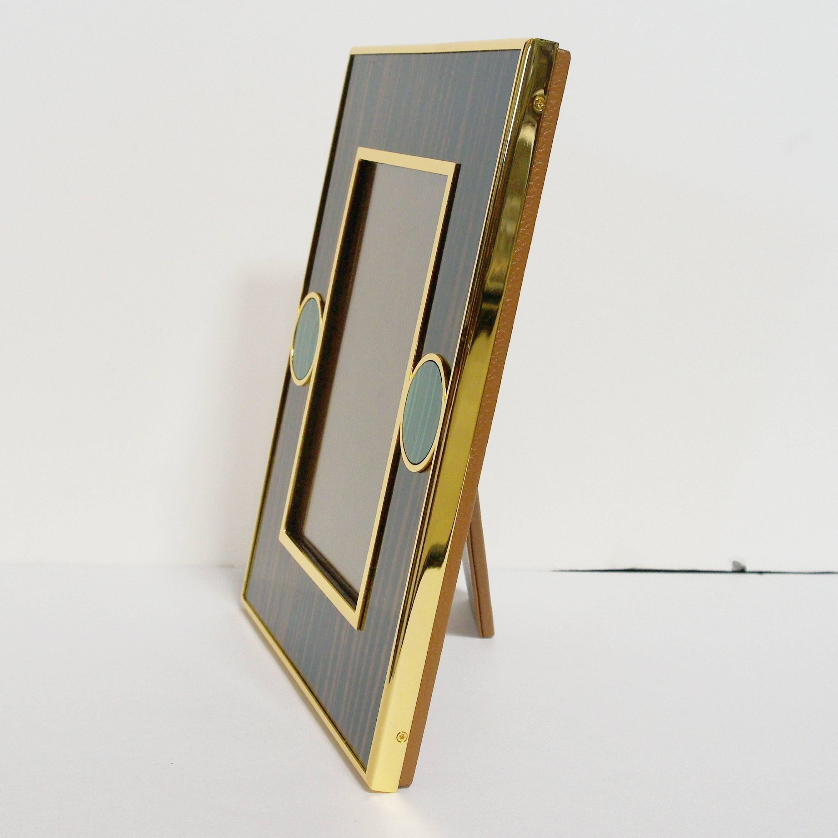 Plated Brown Macassar Photo Frames with Malachite