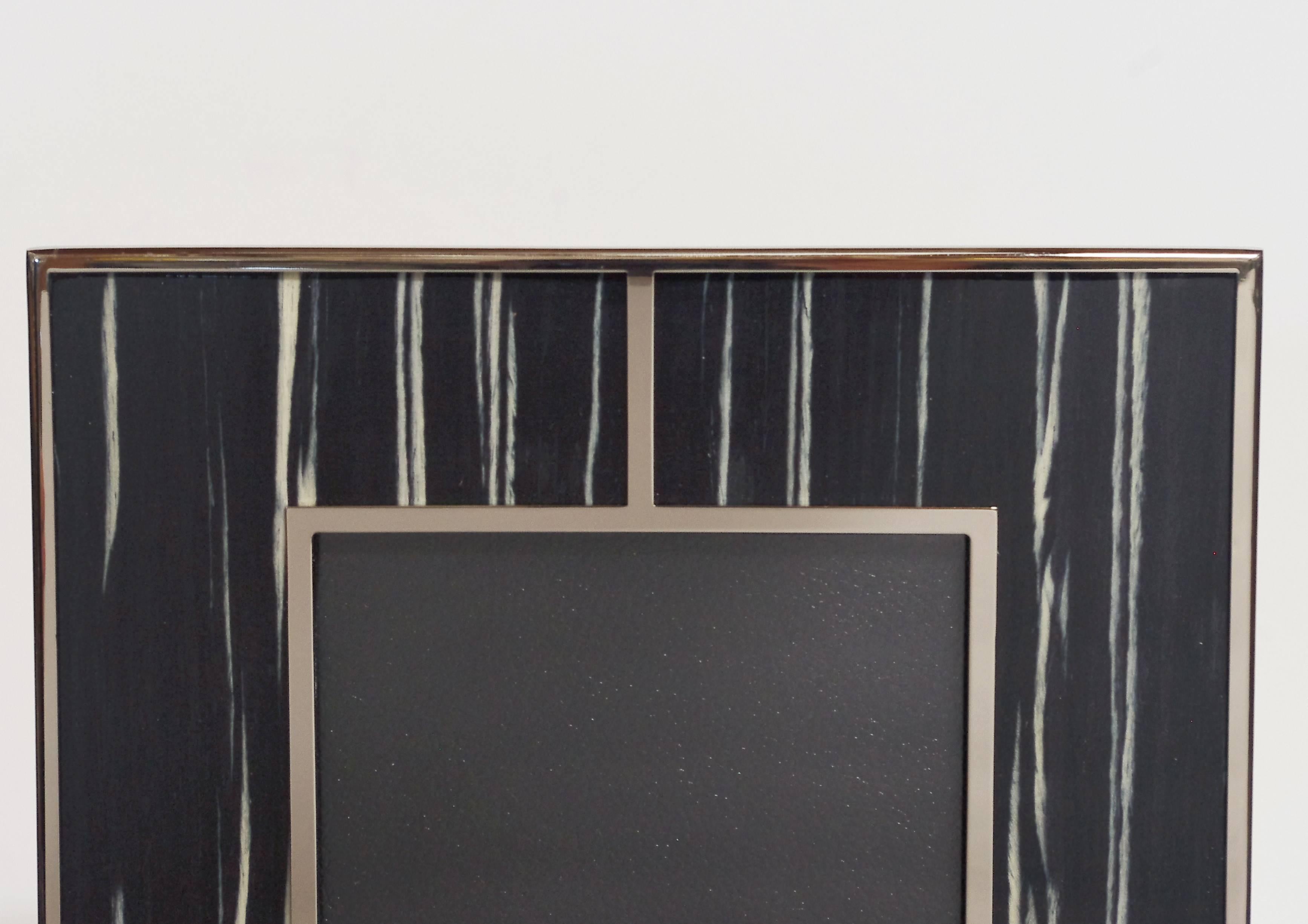 Modern Pair of Rectangular Black and White Macassar Photo Frames by Fabio Bergomi