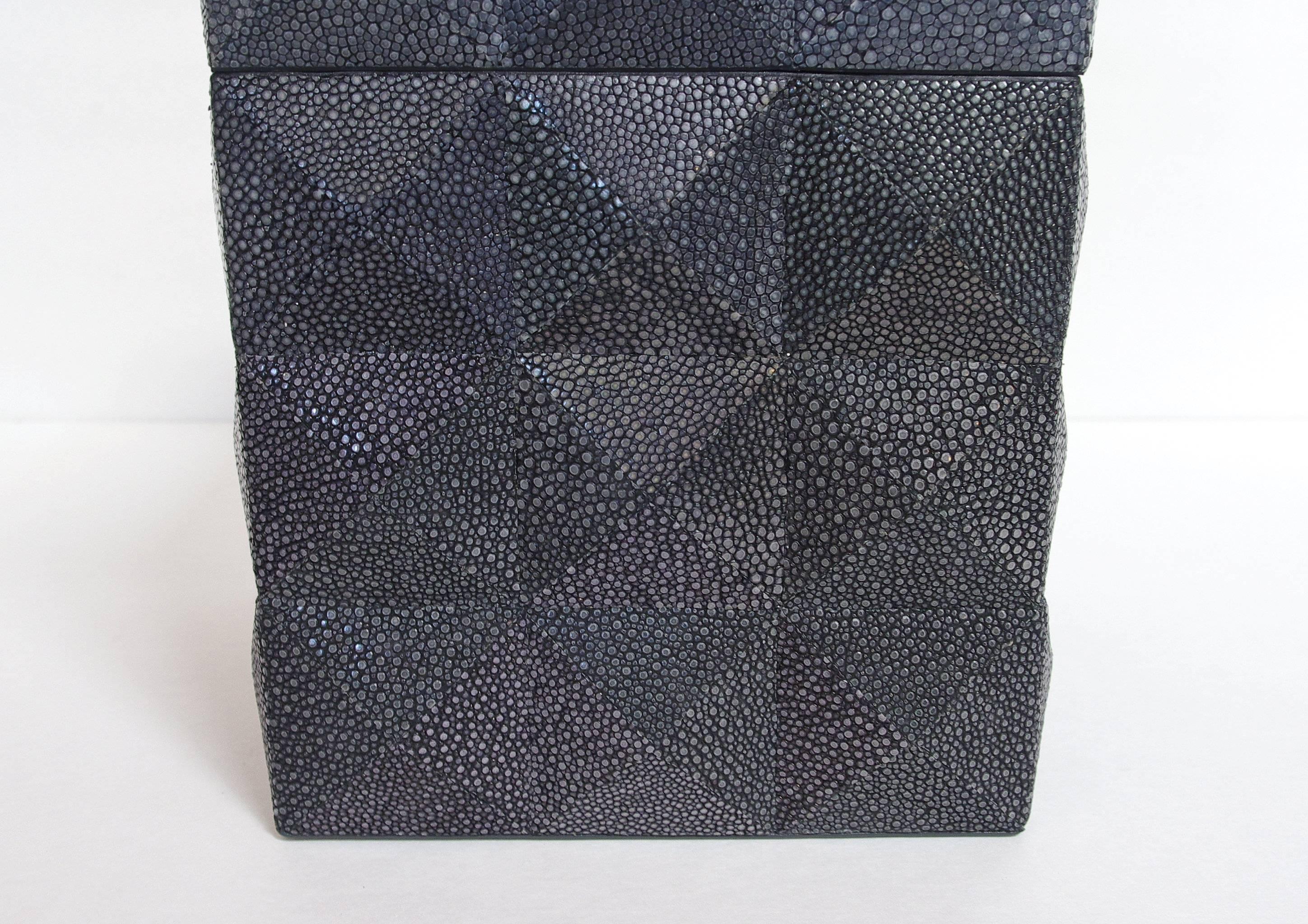 Modern Pyramid Black Shagreen Box by Fabio Ltd