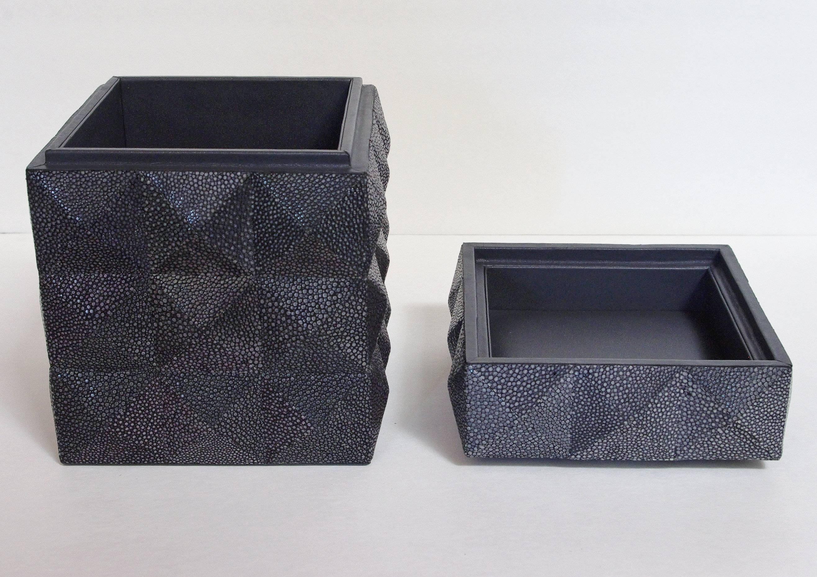 Contemporary Pyramid Black Shagreen Box by Fabio Ltd