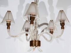 Italian Traditional Frosted Murano Glass Chandelier by Venini