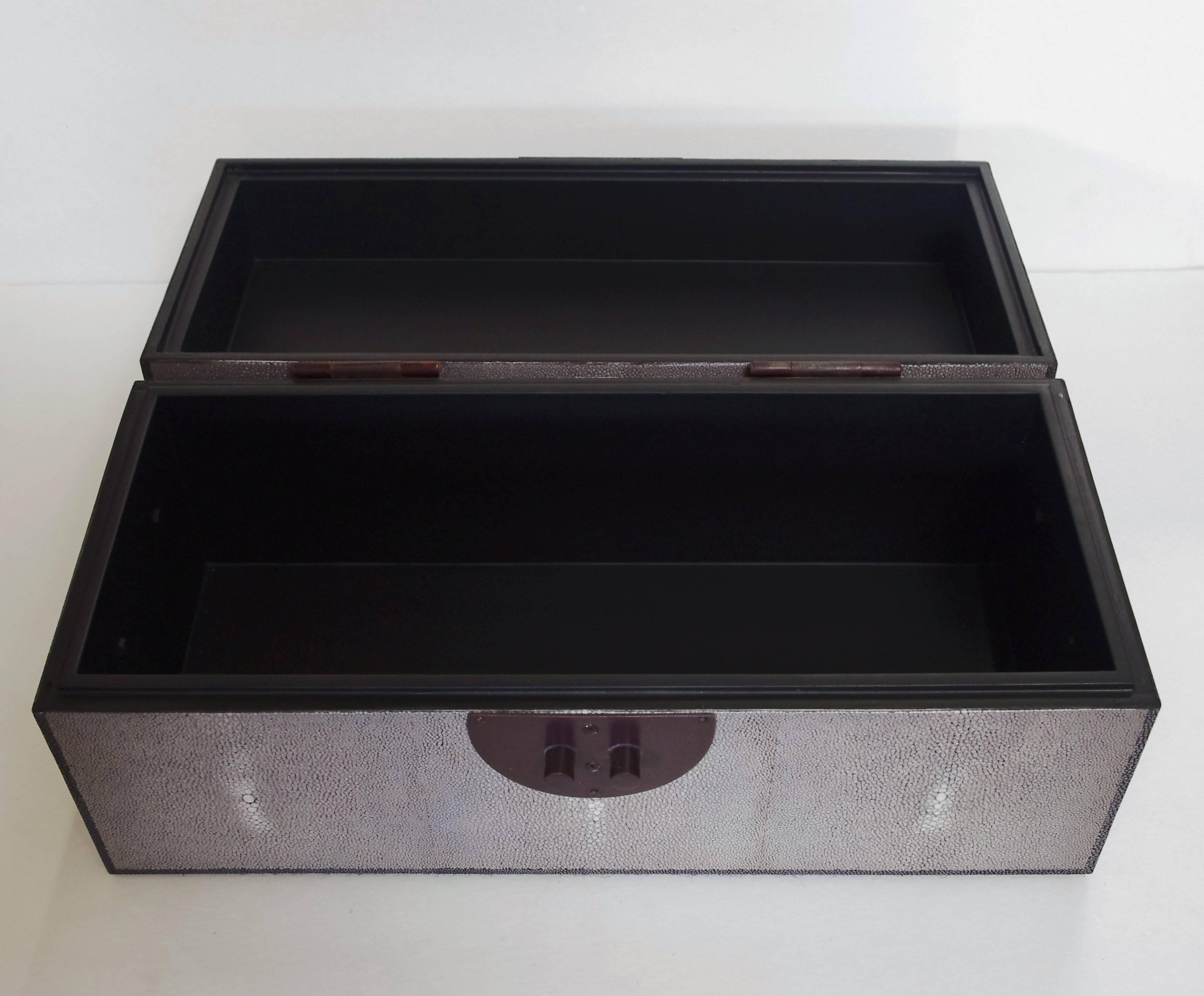 Gray Shagreen Wood Box FINAL CLEARANCE SALE In Excellent Condition In Los Angeles, CA