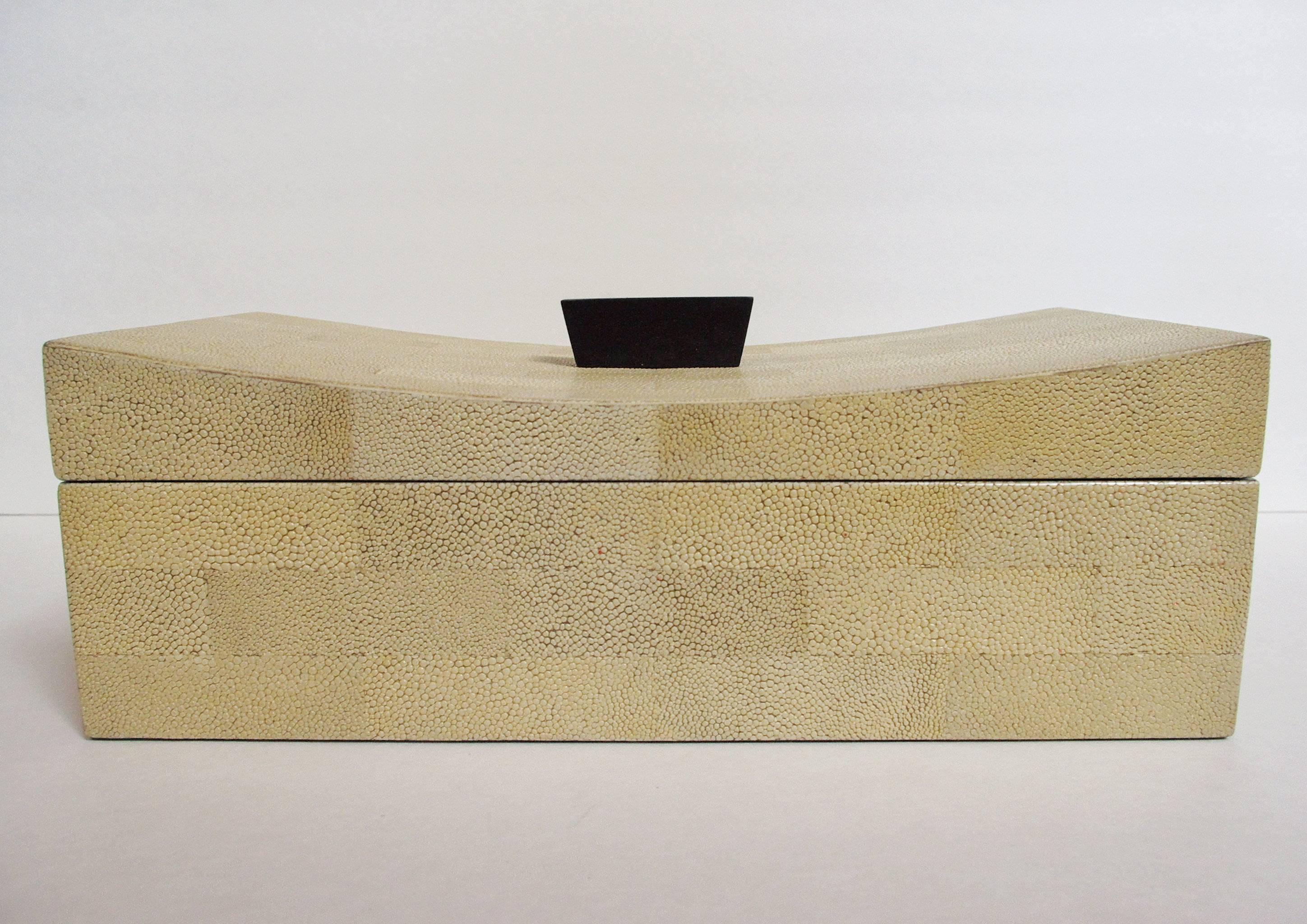 Modern Beige Curved Shagreen Box by Fabio Ltd