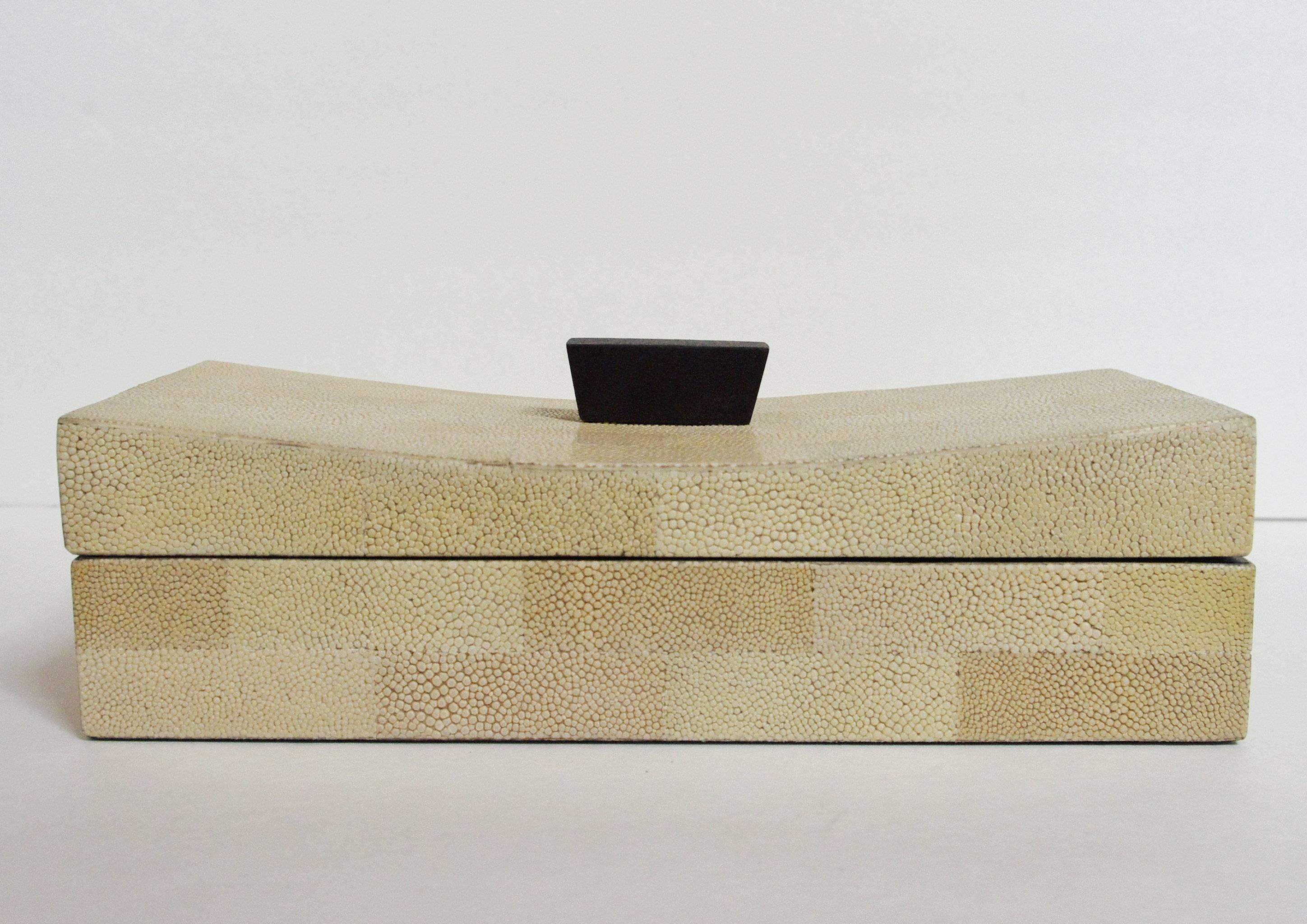 Modern Beige Curved Shagreen Box FINAL CLEARANCE SALE