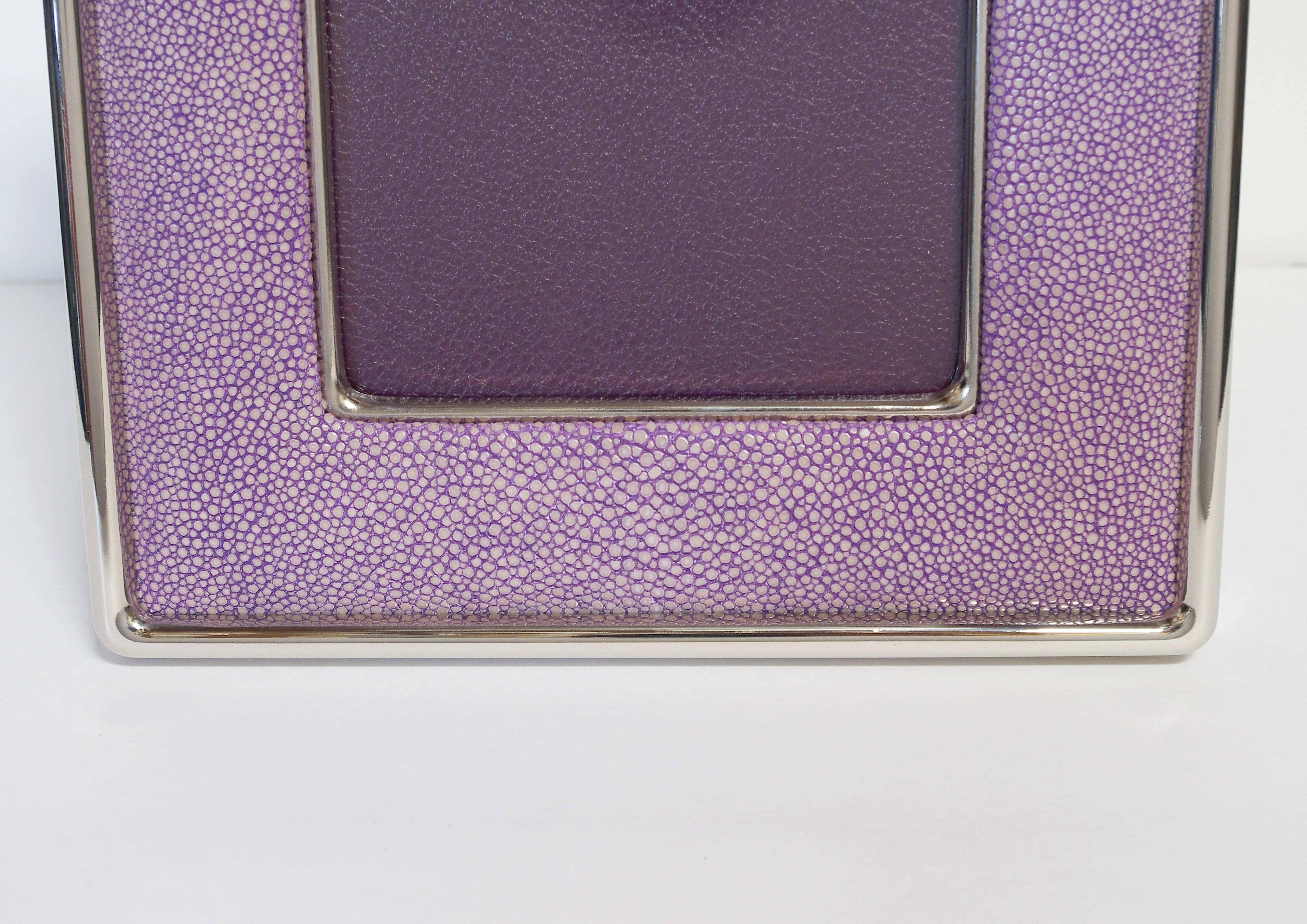 Lilac Shagreen Nickel-Plated Photo Frame for 5