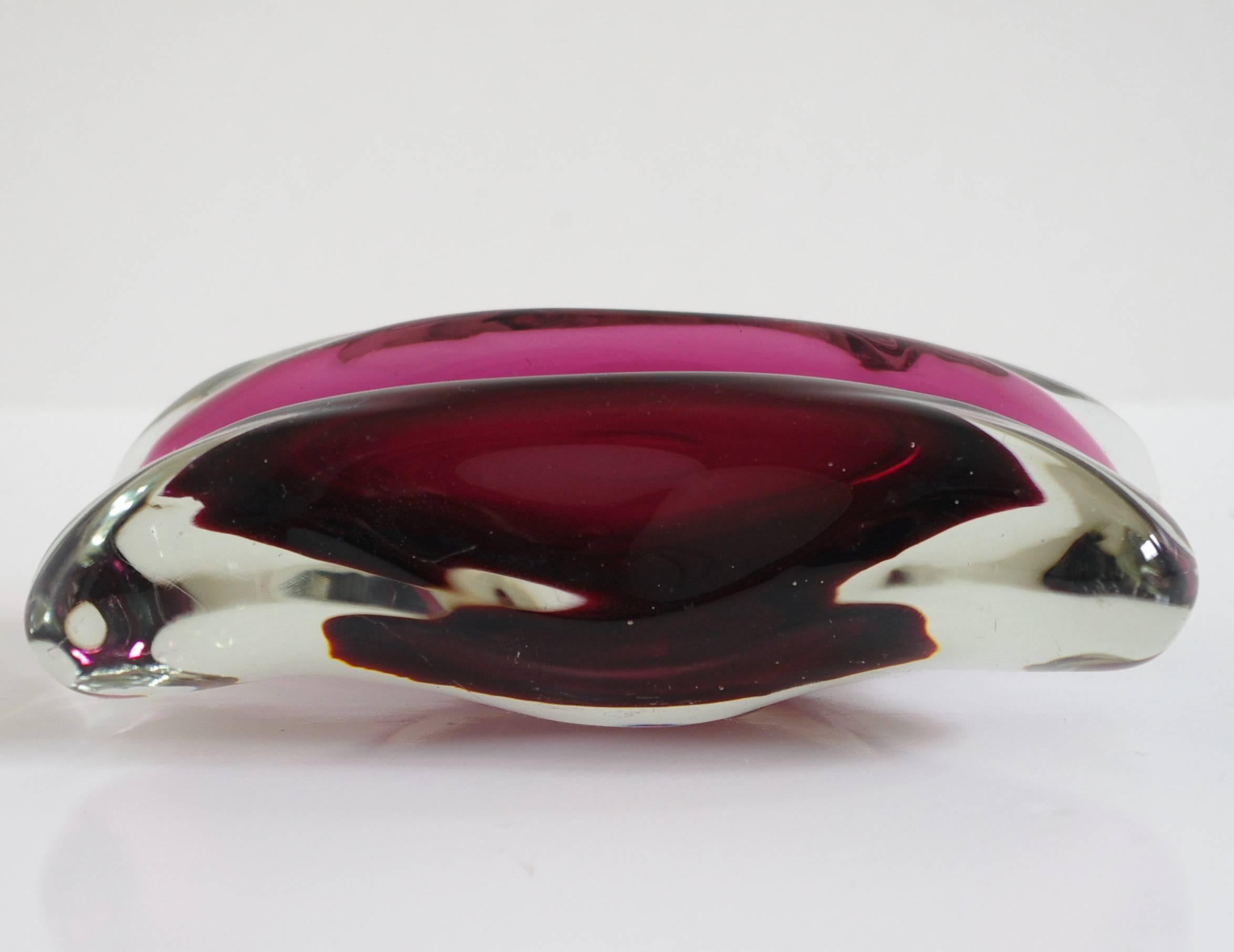 Italian Rectangular Murano Glass Ashtray In Excellent Condition In Los Angeles, CA