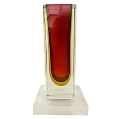 Italian Sommerso Murano Glass and Lucite Vase by Mandruzzato 5