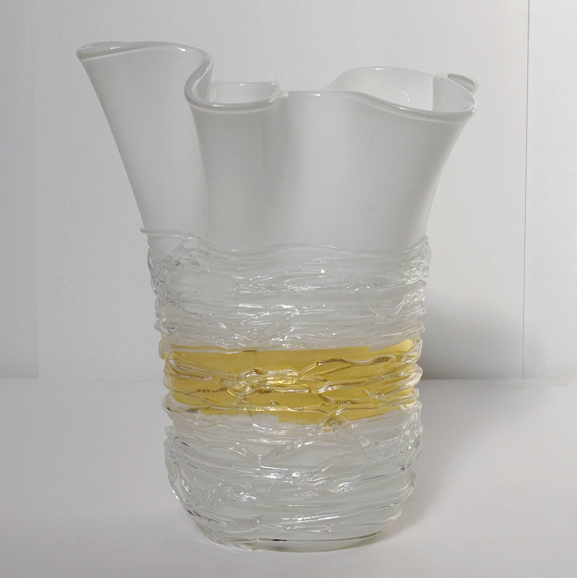 Vintage Italian white and gold Murano glass vase by Camozzo, signed on the base
Made in Italy in the 1960’s
Height: 13 inches / Diameter: 10.5 inches
1 in stock in Palm Springs currently ON 40% OFF SALE for $749!!!
Order Reference #: FABIOLTD