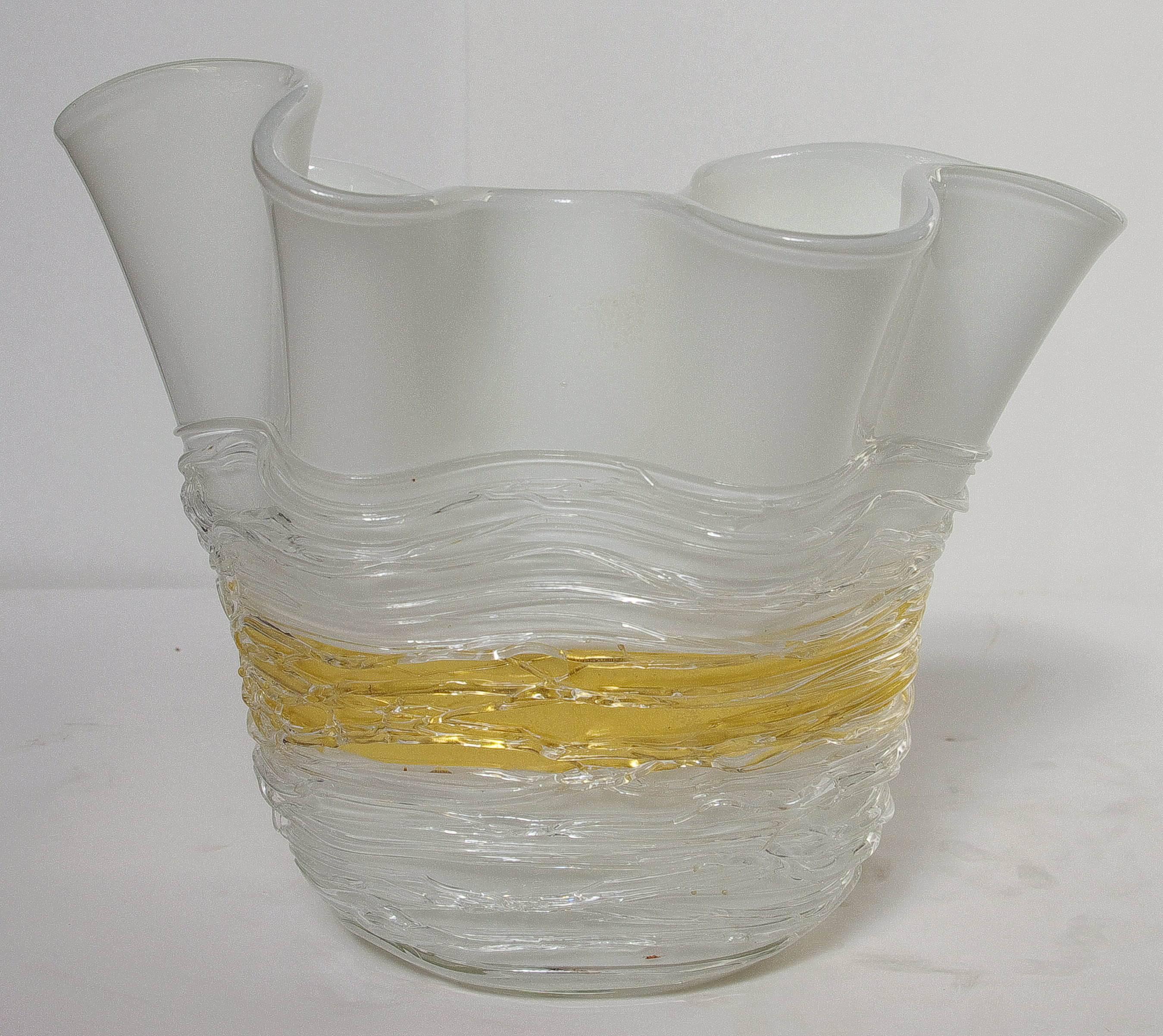 Vintage Italian white and gold Murano glass vase by Camozzo, signed on the base
Made in Italy in the 1960’s
Height: 10 inches / Diameter: 13.5 inches
1 in stock in Palm Springs currently ON 40% OFF SALE for $749!!!
Order Reference #: FABIOLTD