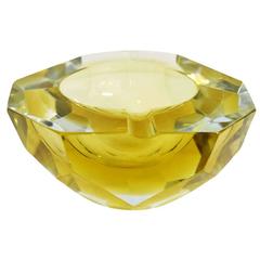 Italian Murano Glass Sommerso Faceted Bowl by Mandruzzato