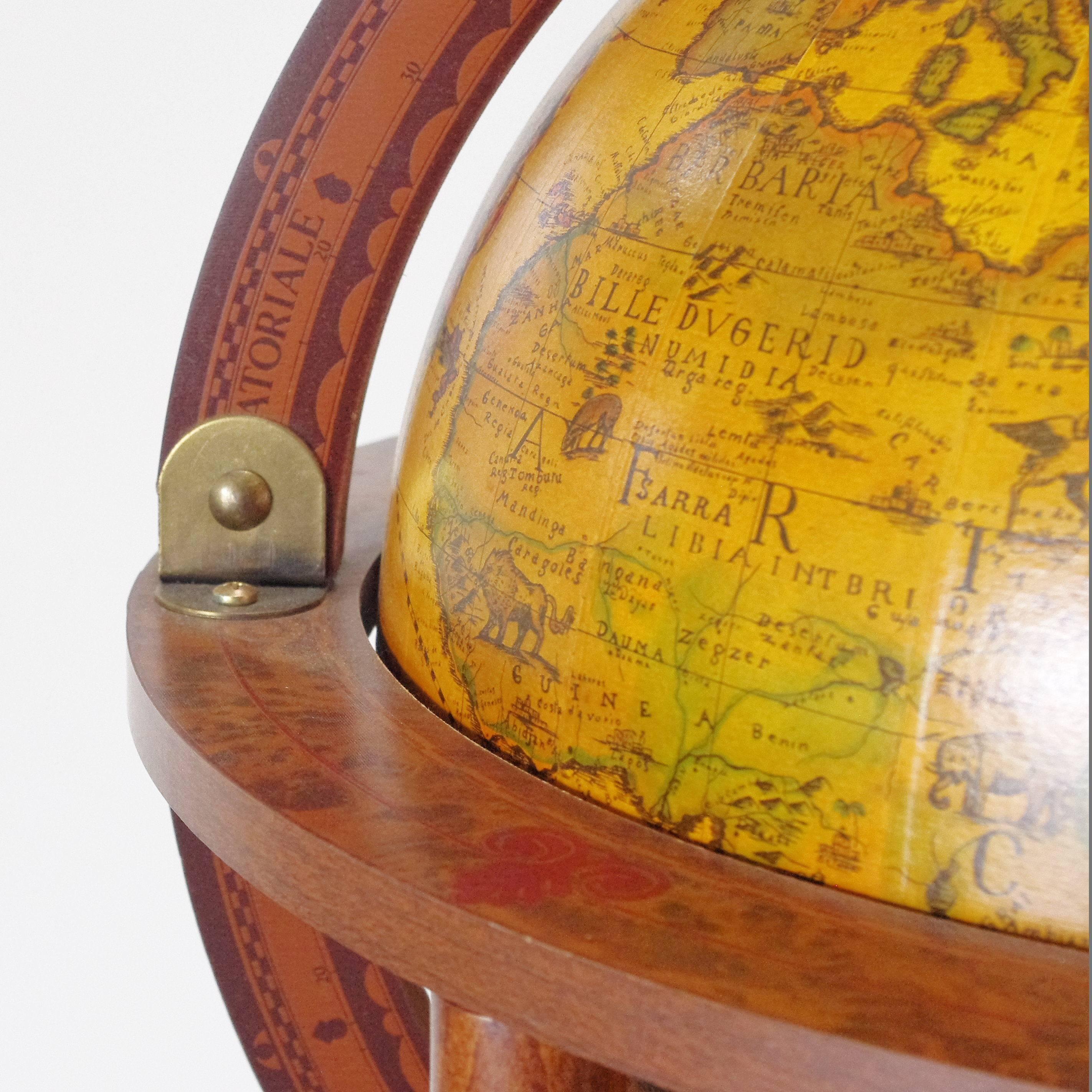 Italian wooden globe bar cart.