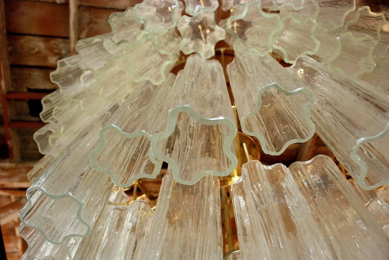 Mid-Century Modern Italian Murano Tronchi Glass Chandelier by Venini