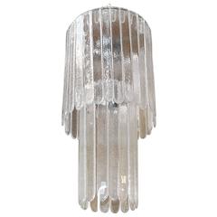 Italian Clear Murano Glass Chandelier by Leucos 12