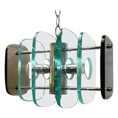 Italian Beveled Glass Pendant in the Style of Fontana Arte 6