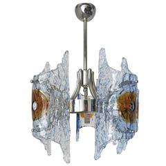 Italian Amber and Blue Murano Glass Pendant by Mazzega 3