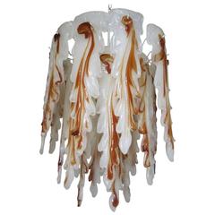 Italian "Stalactites" Murano Glass Chandelier by Mazzega 5