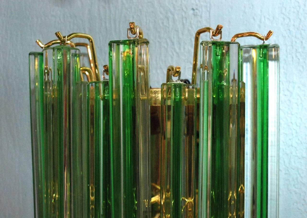 Mid-Century Modern Italian Murano Glass Crystals Sconces by Venini