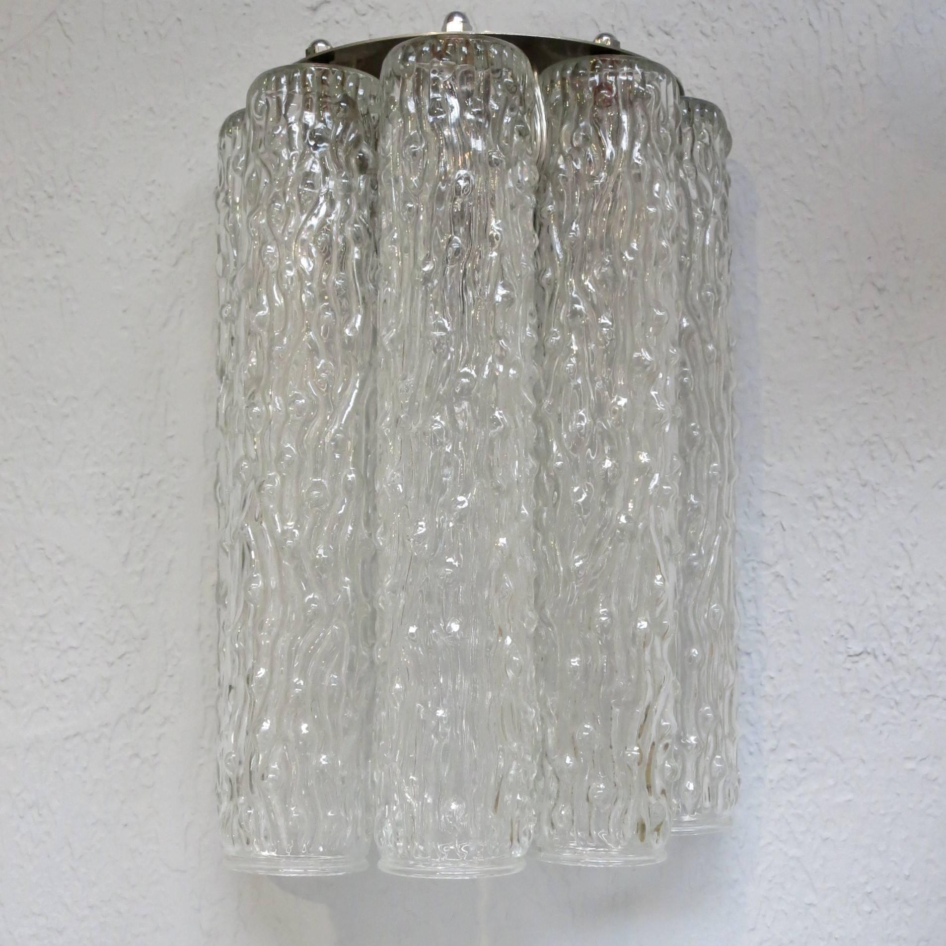 Clear Corteccia Murano glass tubes on chrome frames
1 light / max 40W each
