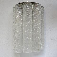 Pair of Italian Murano Glass Tube Tronchi Sconces by Venini