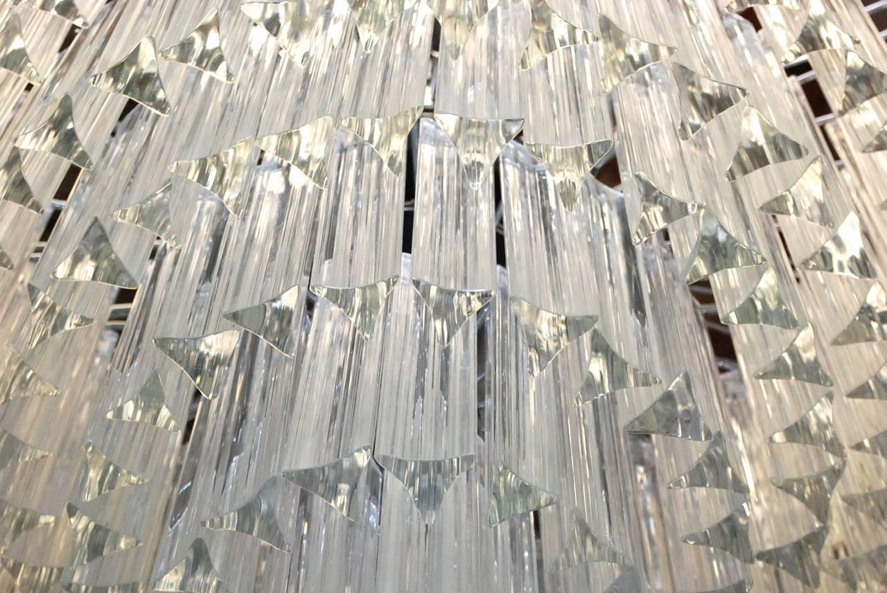 Mid-Century Modern Italian Murano Glass Crystals Chandelier by Venini