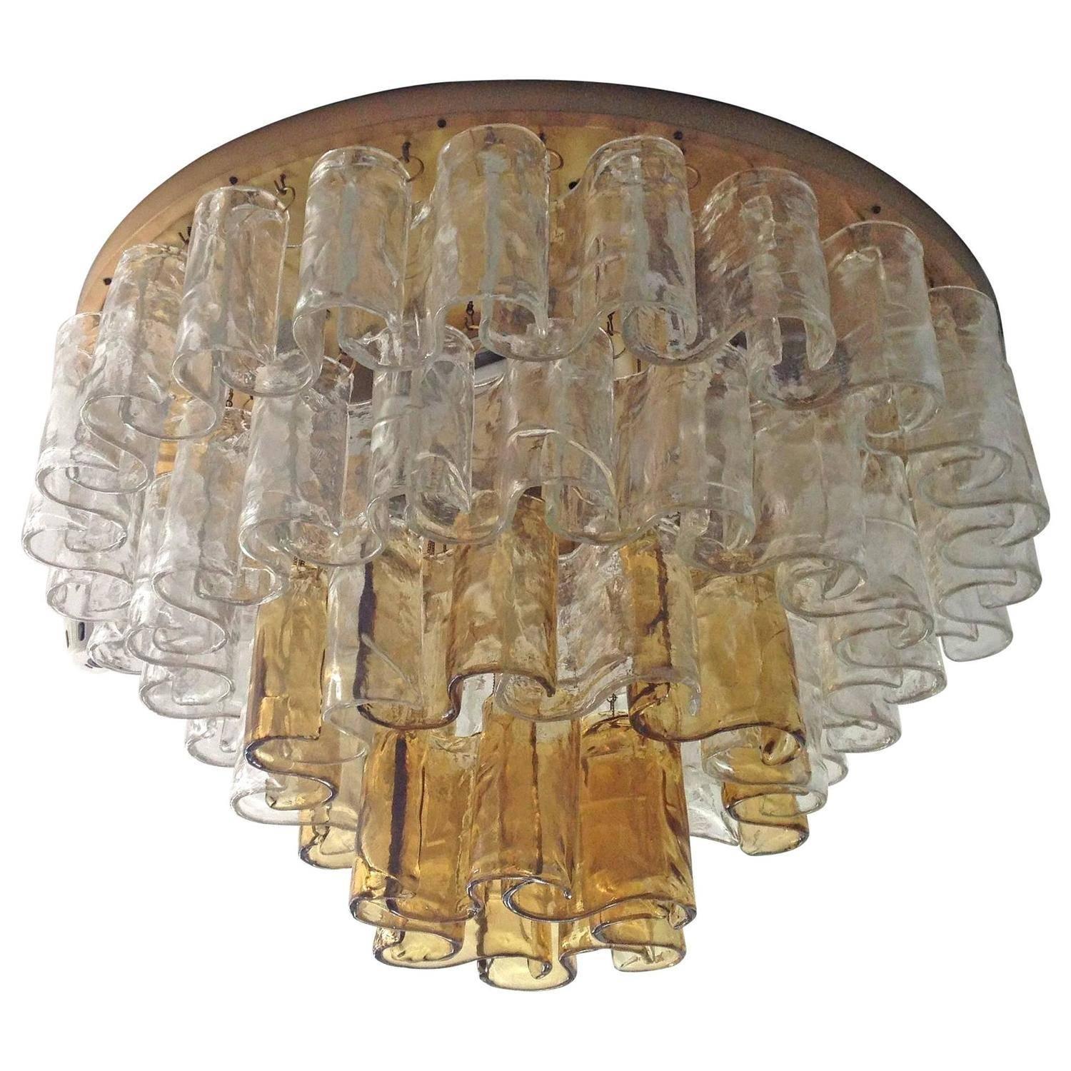 Italian Murano Waves Glass Chandelier by Mazzega