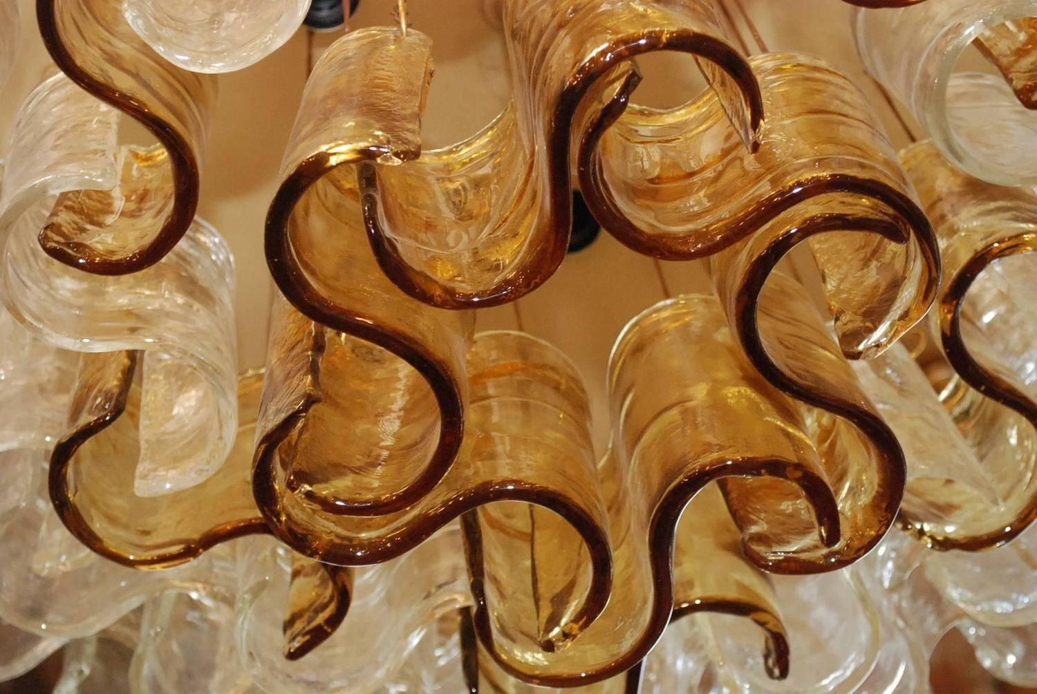 Italian Murano Waves Glass Chandelier by Mazzega 1