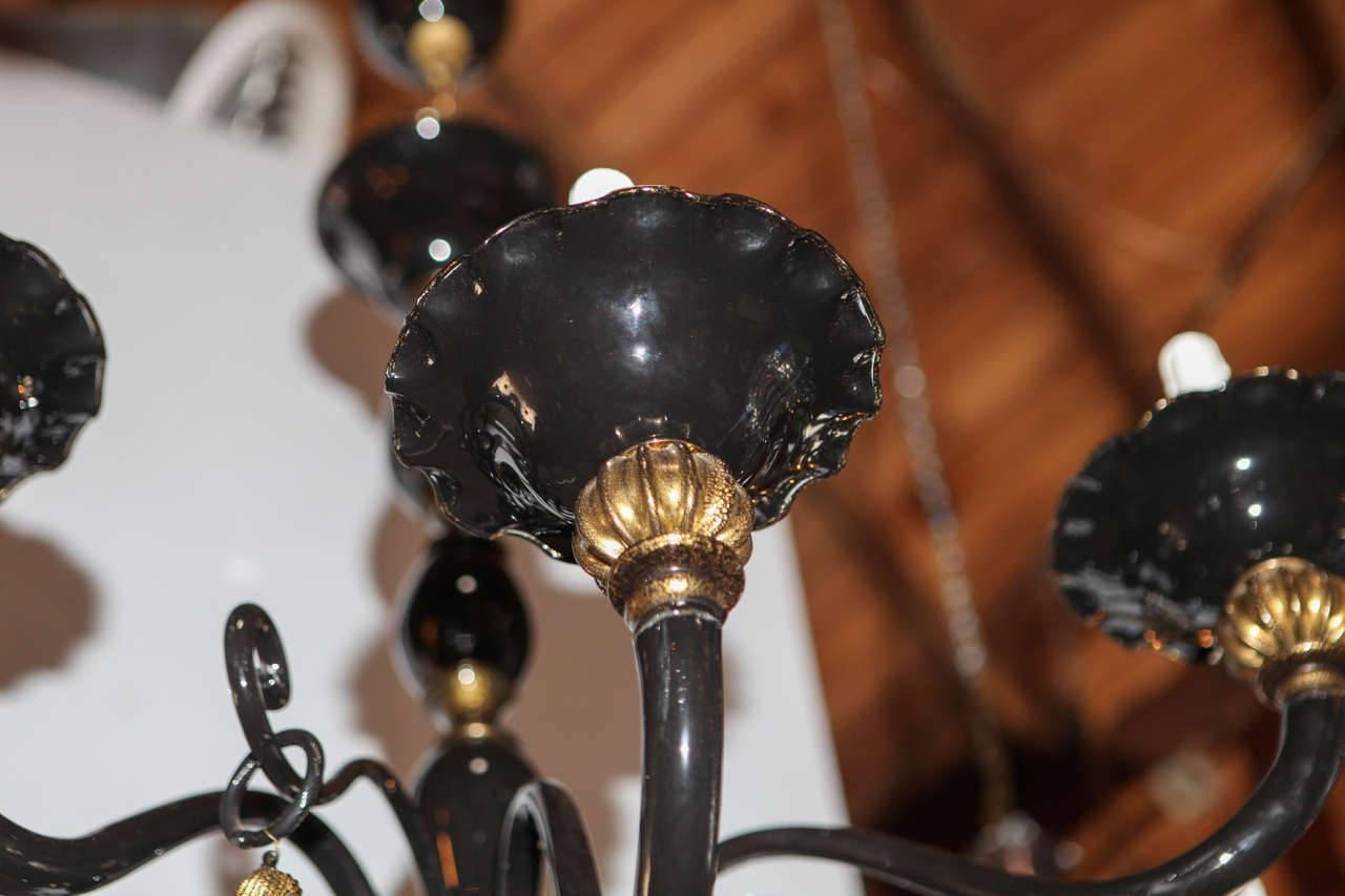 Baroque Revival Black and Gold Venetian Chandelier