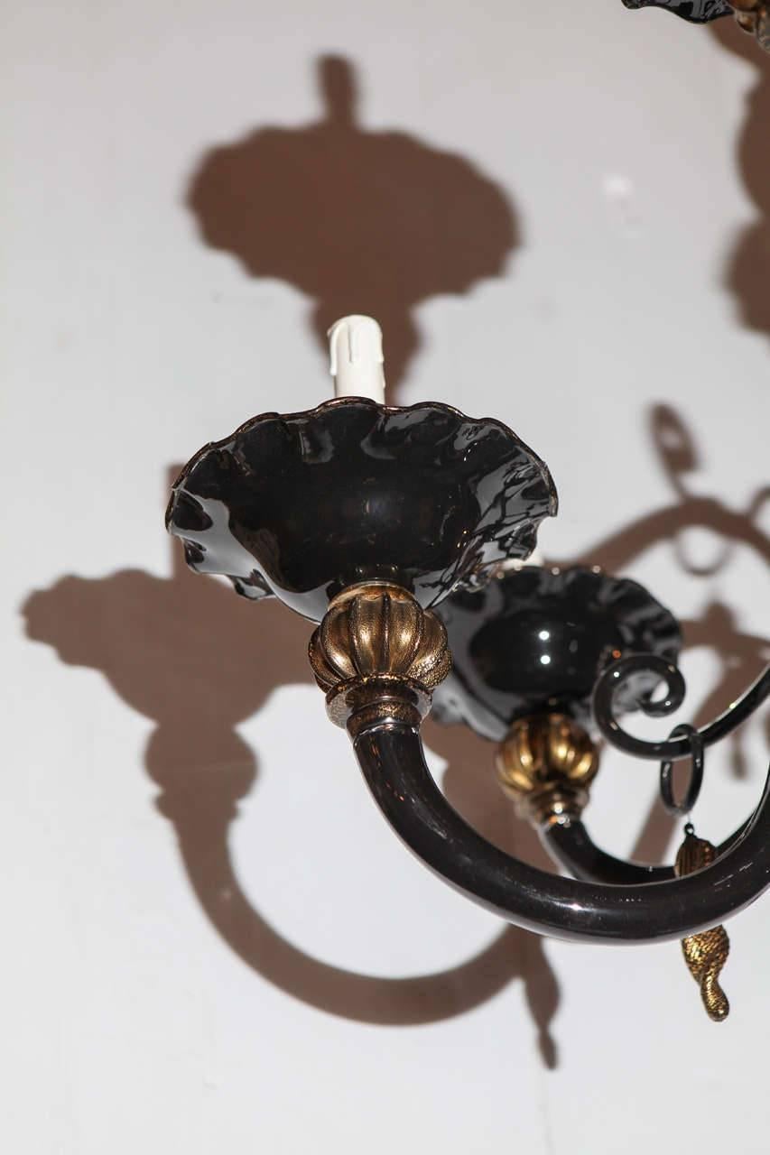 Black and Gold Venetian Chandelier In Good Condition In Los Angeles, CA