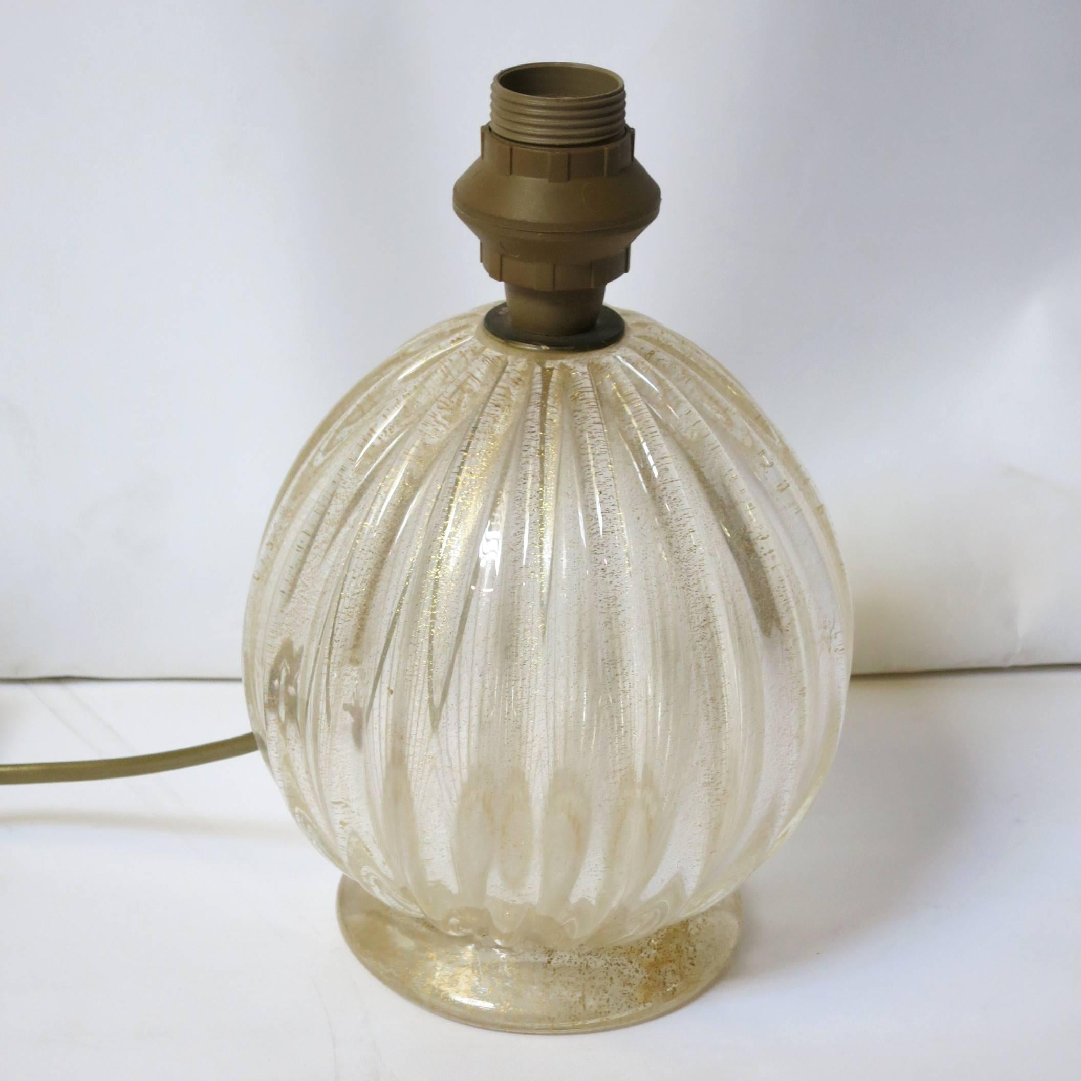 Italian Gold Murano Glass Table Lamps In Excellent Condition In Los Angeles, CA