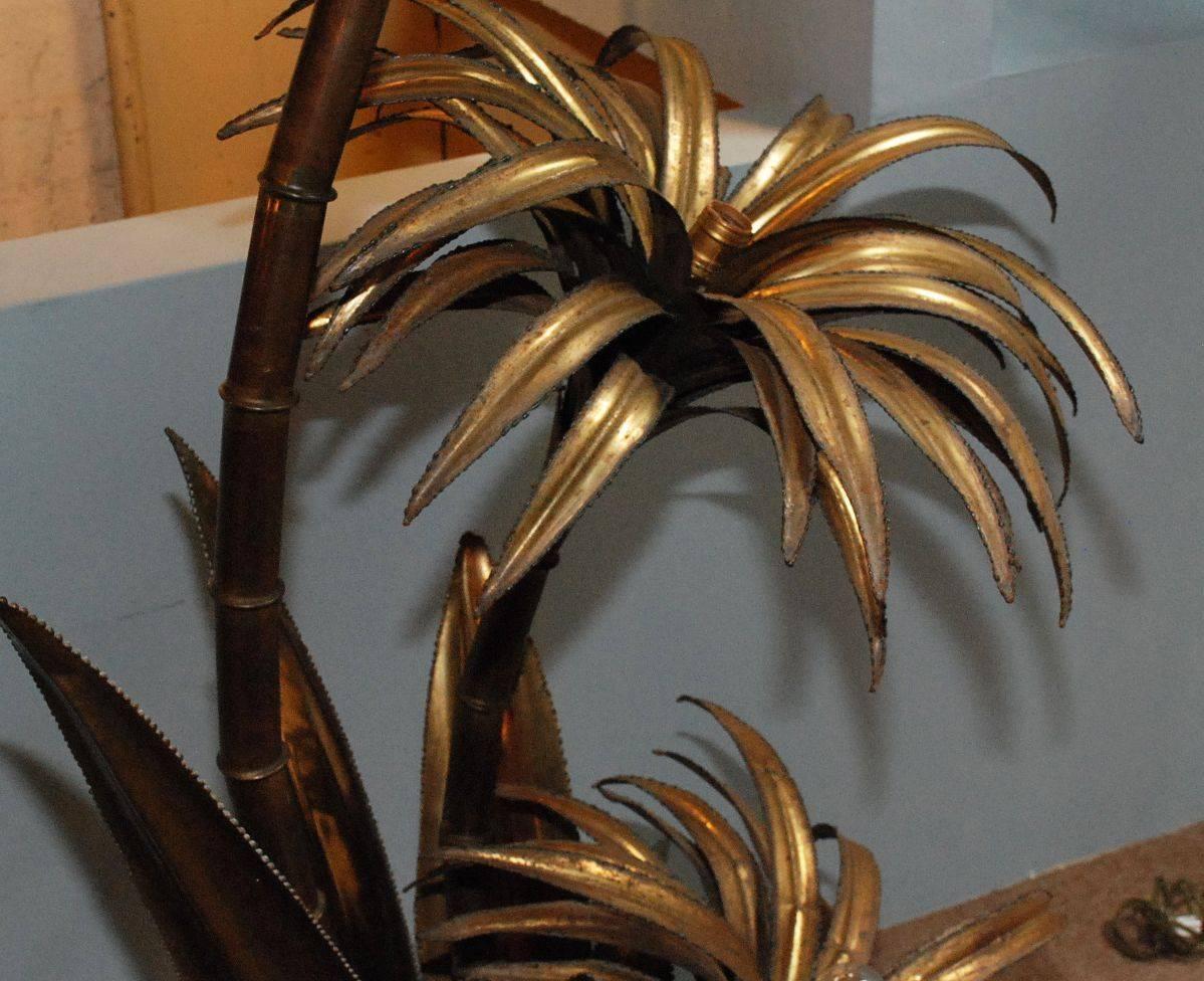 French Brass Palm Tree Floor Lamp by Maison Jansen 4