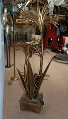 French Brass Palm Tree Floor Lamp by Maison Jansen