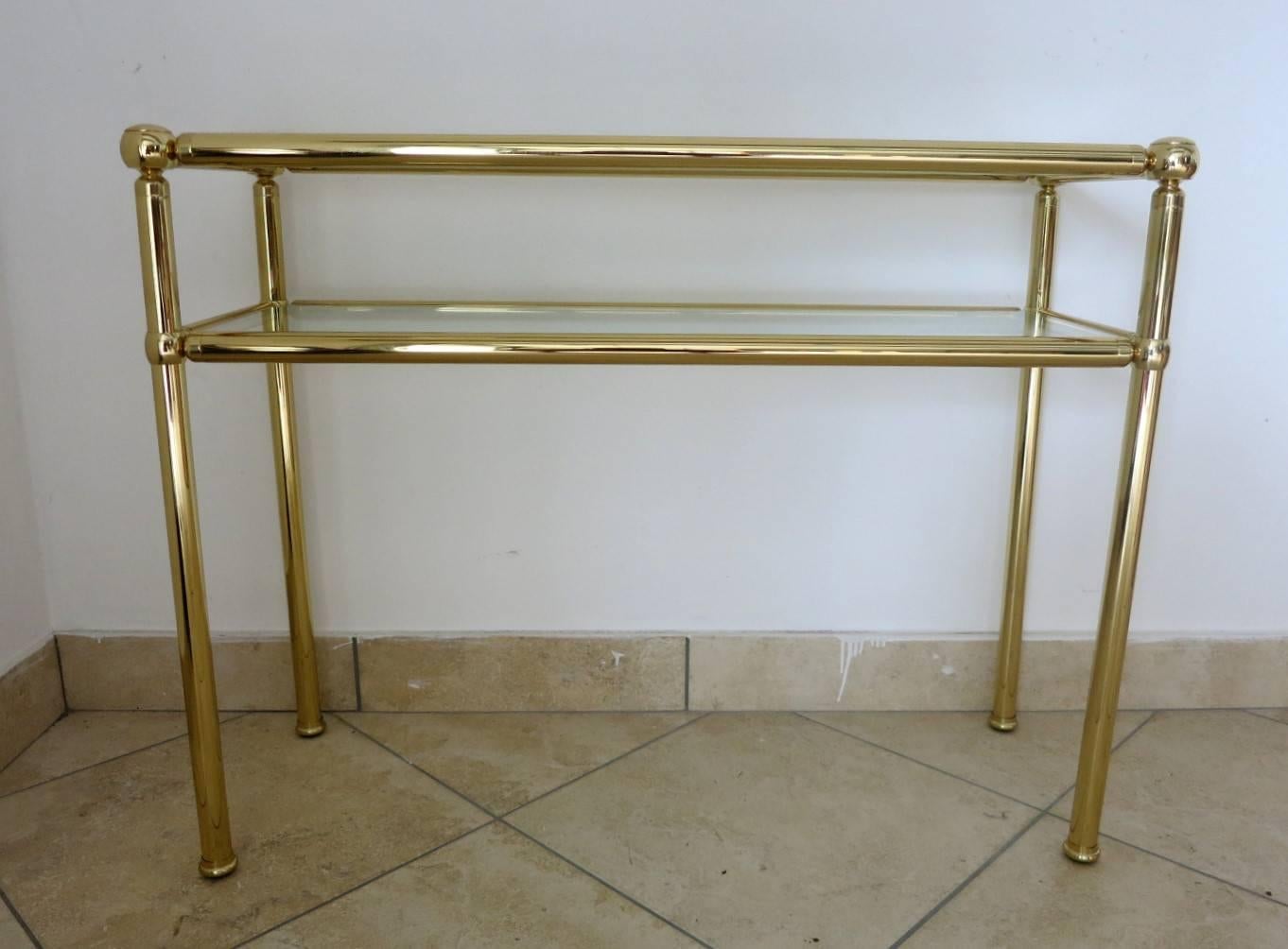Italian mid-century brass console table / Made in Italy in the 1950’s
Length: 38.5 inches / Width: 14 inches / Height: 30 inches
3 in stock in Palm Springs ON FINAL CLEARANCE SALE for $1,199 each!!!
Order Reference #: FABIOLTD F2