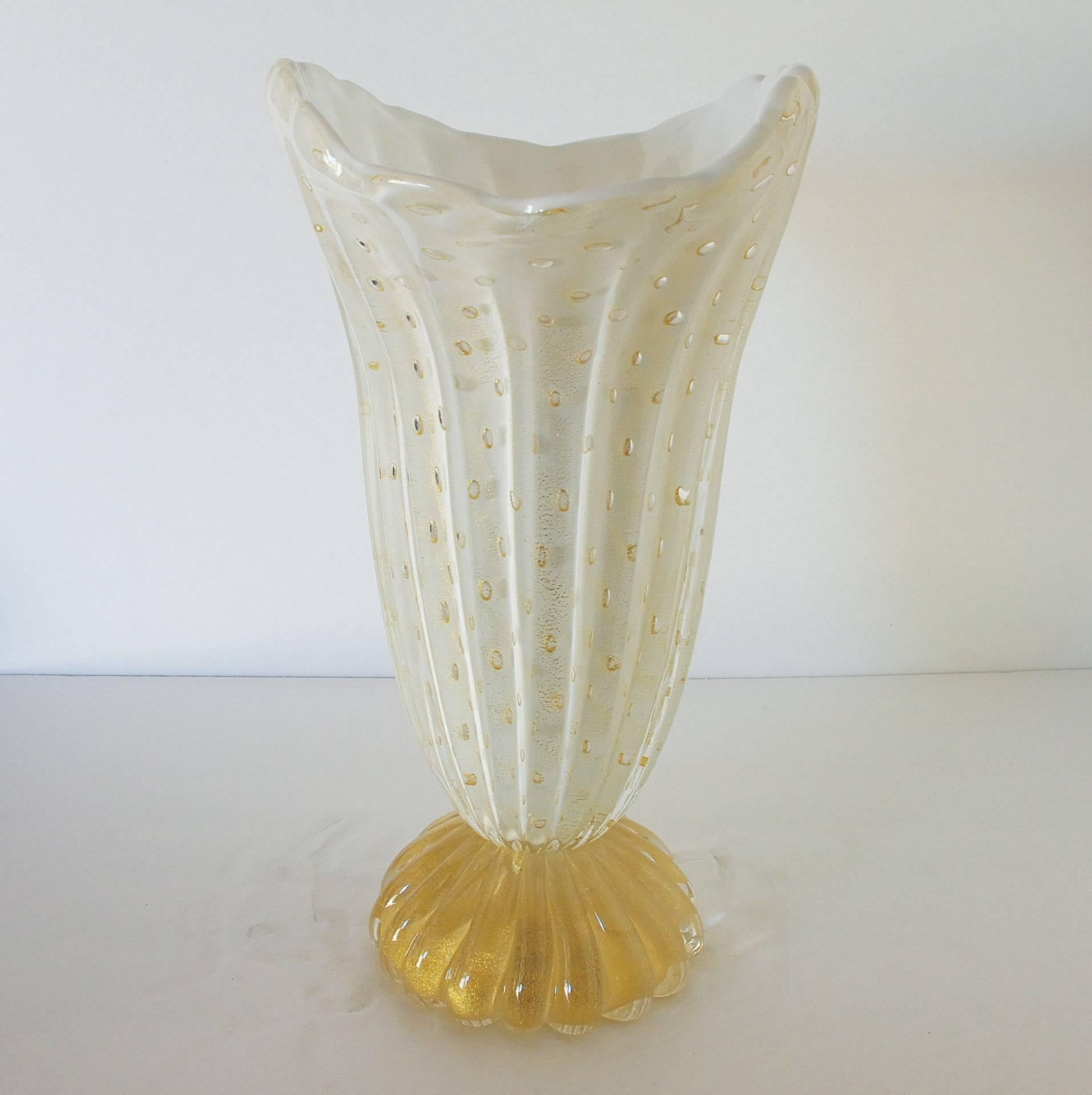 murano glass vase gold
