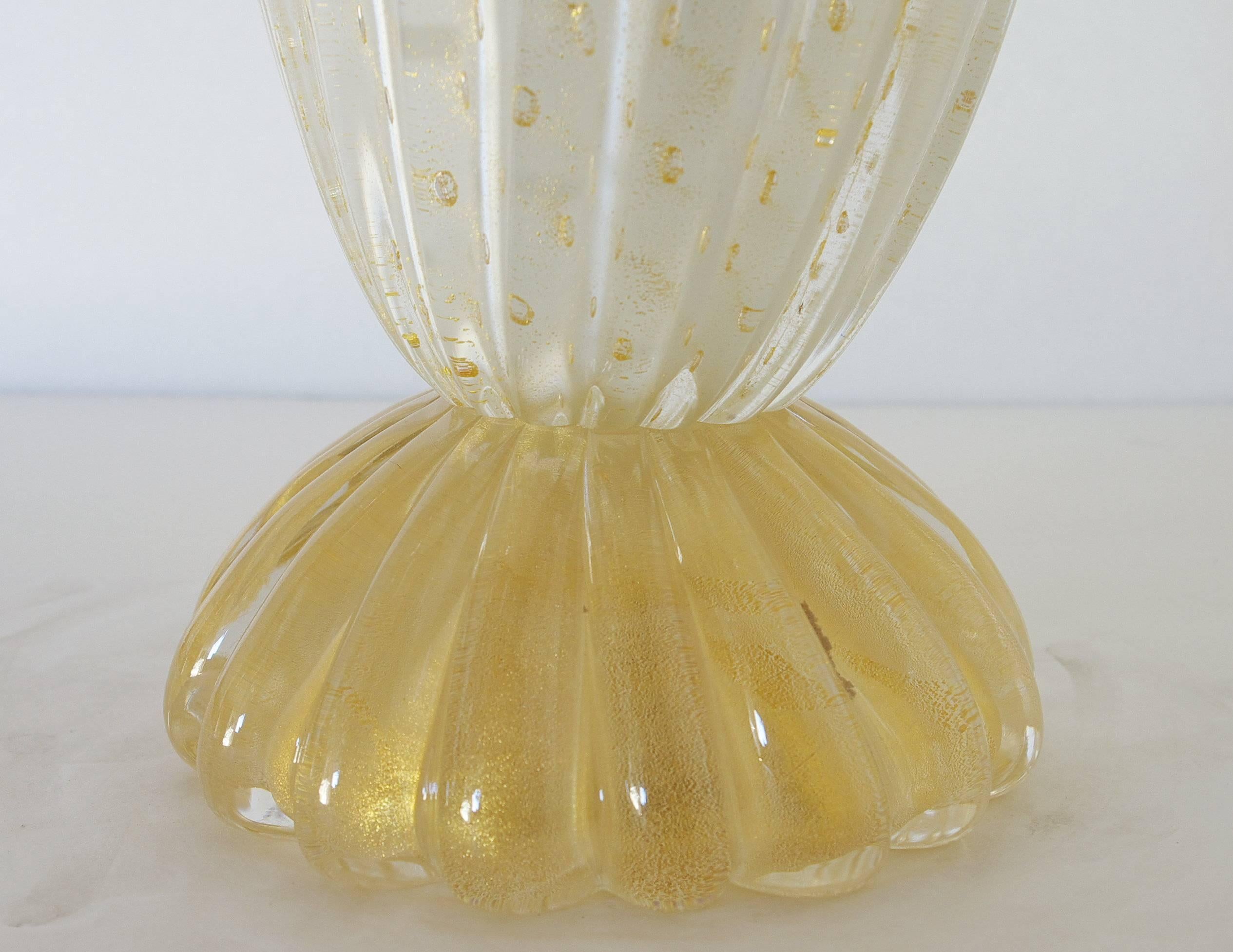 Italian Murano Vase with Gold Flecks