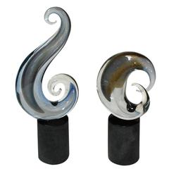 Pair of Italian Murano Glass Curl Sculptures by Romano Dona