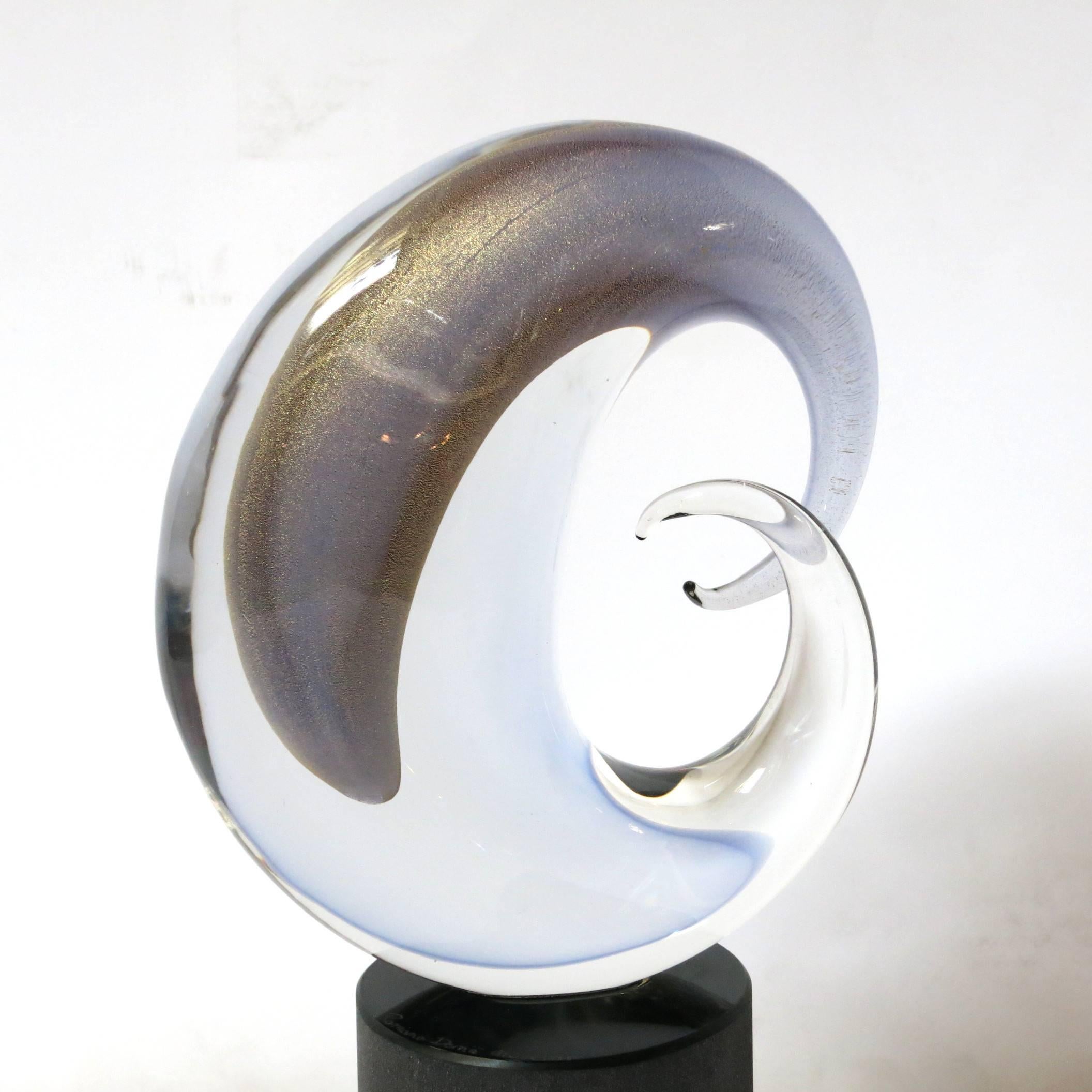 Pair of Italian Murano Glass Curl Sculptures by Romano Dona 1