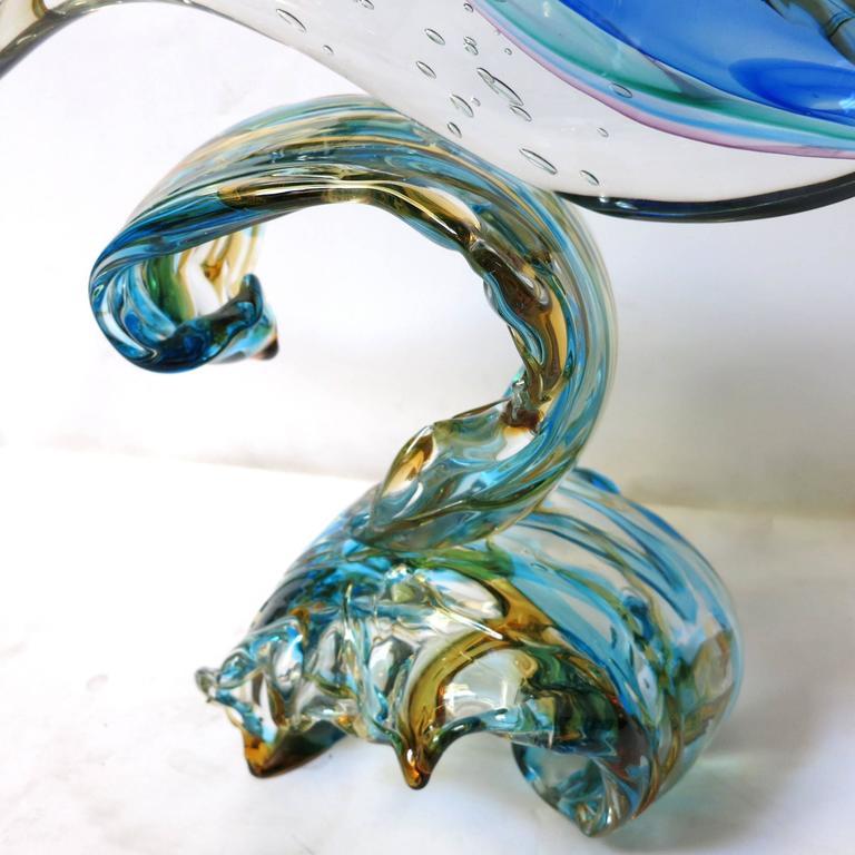 Italian Murano Glass Dolphin on Wave Sculpture by Sergio Costantini For Sale at 1stdibs
