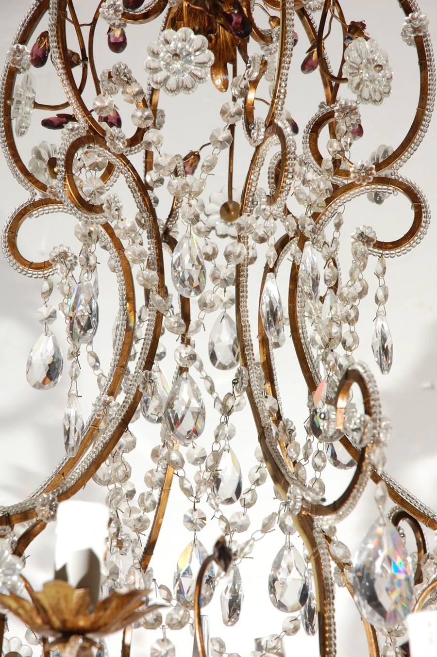 Italian Traditional Florentine Gilded Chandelier In Excellent Condition In Los Angeles, CA