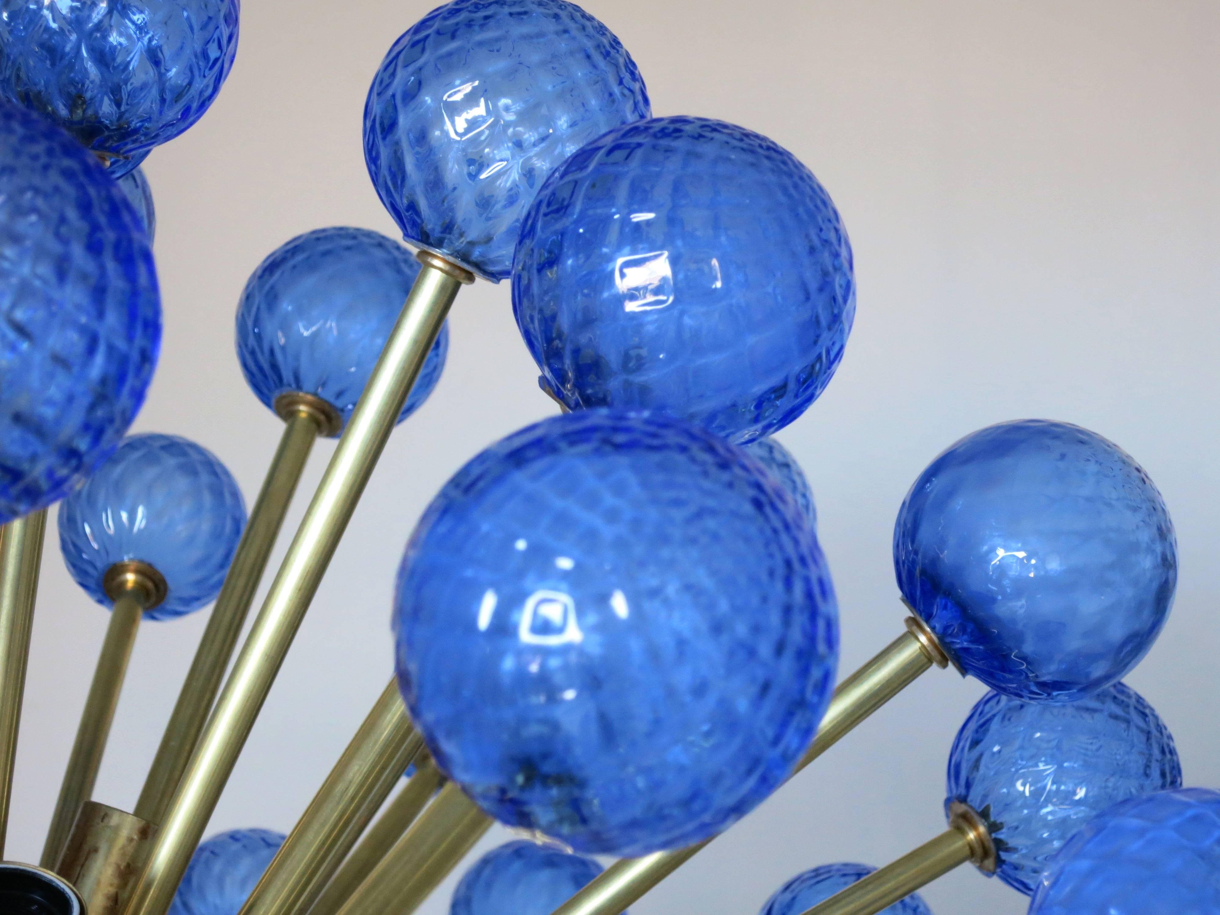 Contemporary Italian Modern Blue Murano Glass Sputnik