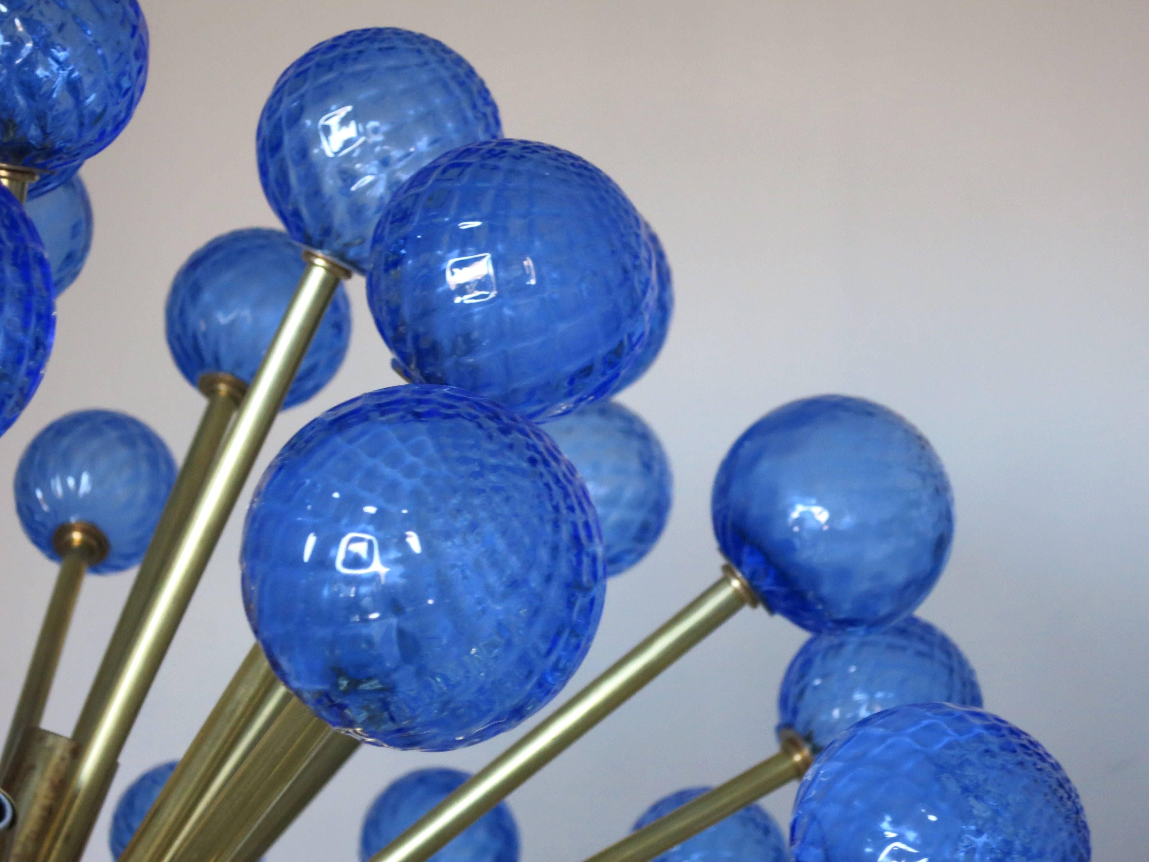 Italian Modern Blue Murano Glass Sputnik In Excellent Condition In Los Angeles, CA