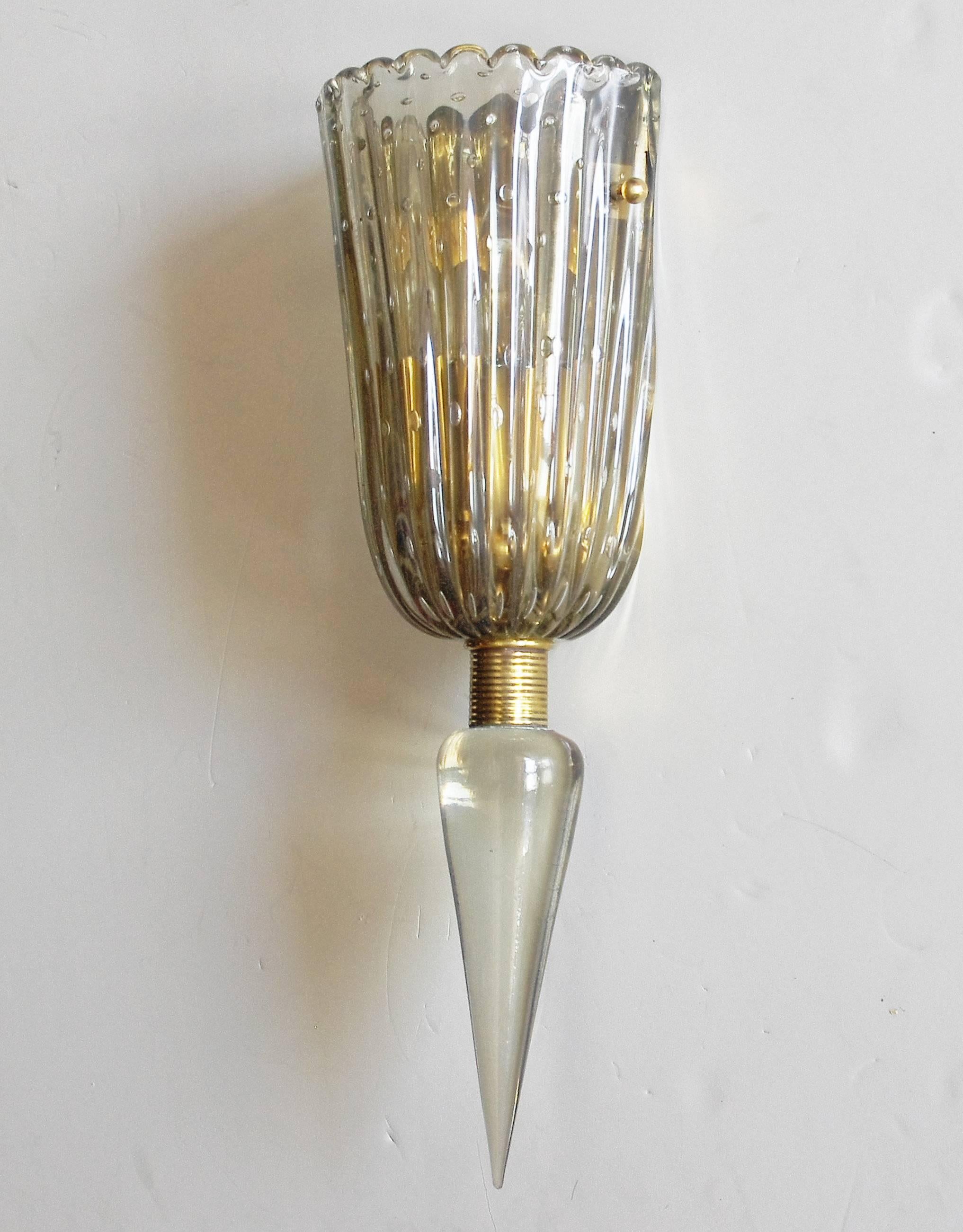 Italian Modern Murano Glass Sconces In Excellent Condition In Los Angeles, CA