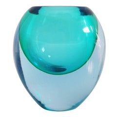 Murano Blue and Green Sommerso Glass