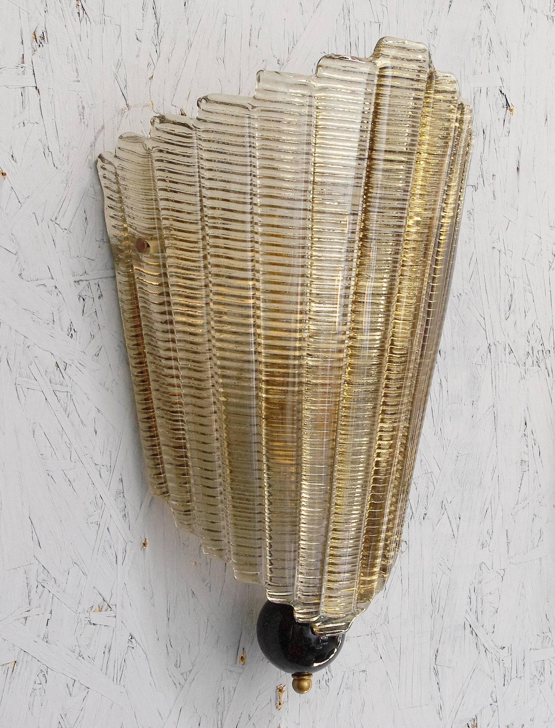 Mid-Century Modern Pair of Fan Wall Sconces