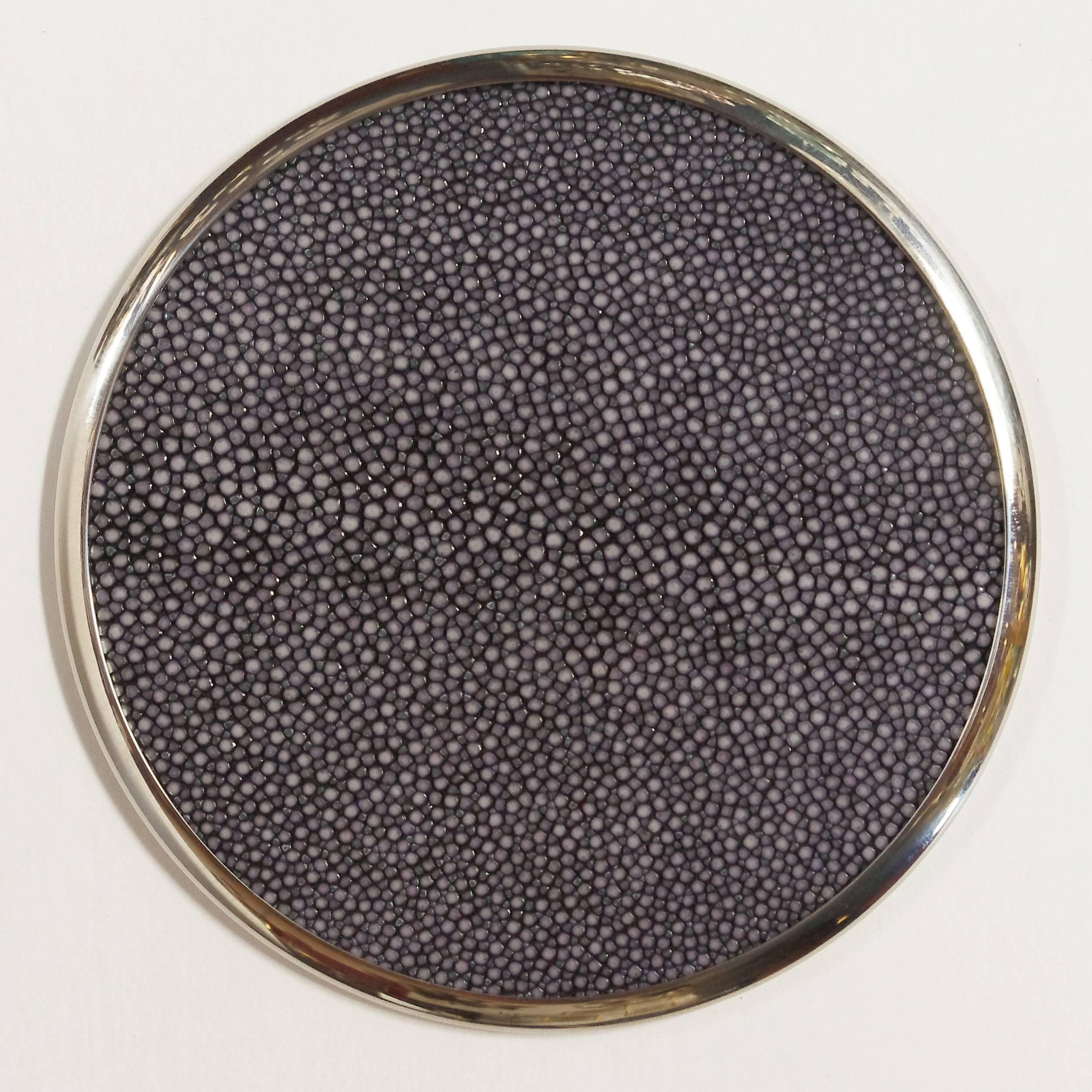 Modern Six-Piece Set of Black Shagreen Coasters by Fabio Ltd