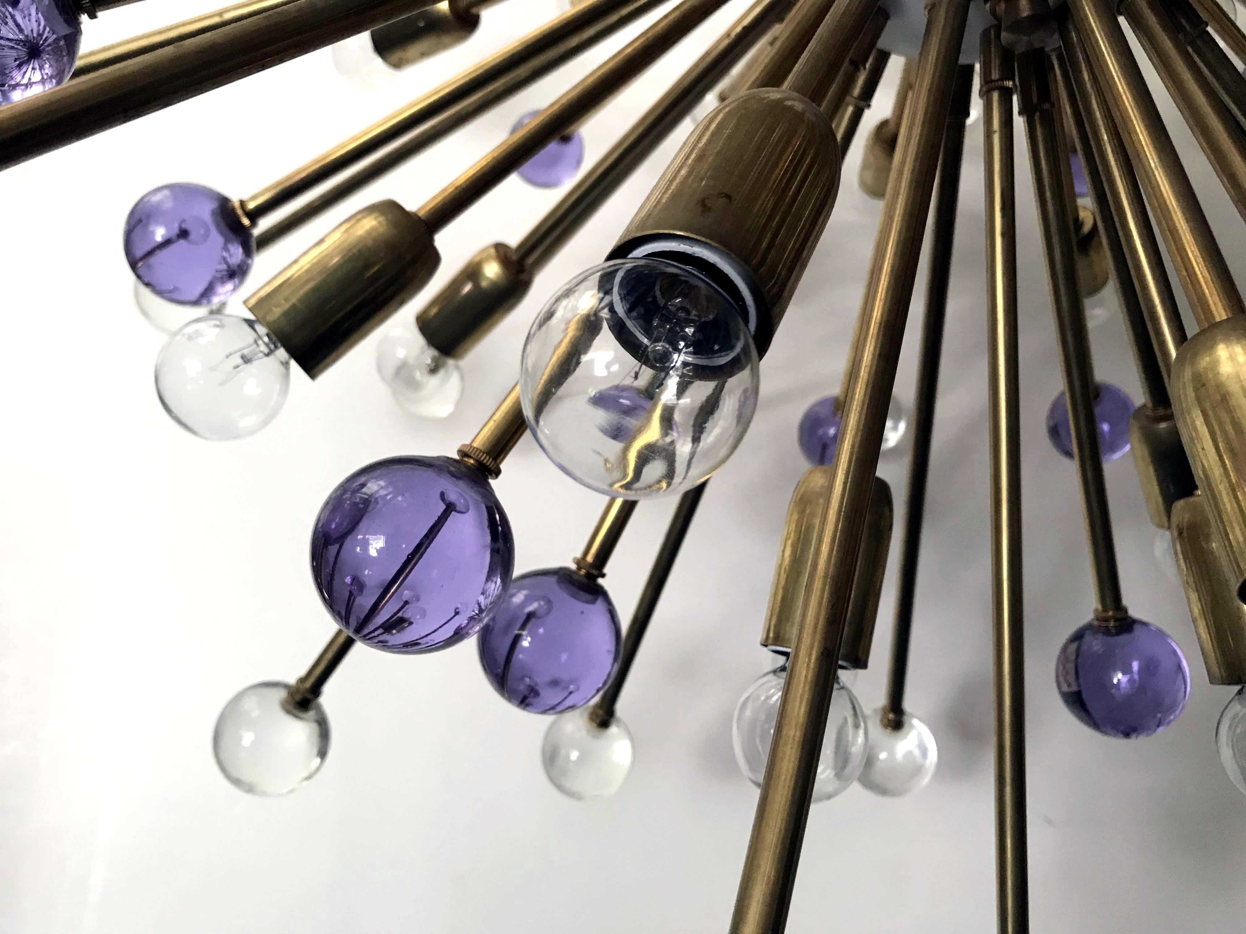 Contemporary Two Clear and Purple Burst Sputniks by Fabio Ltd