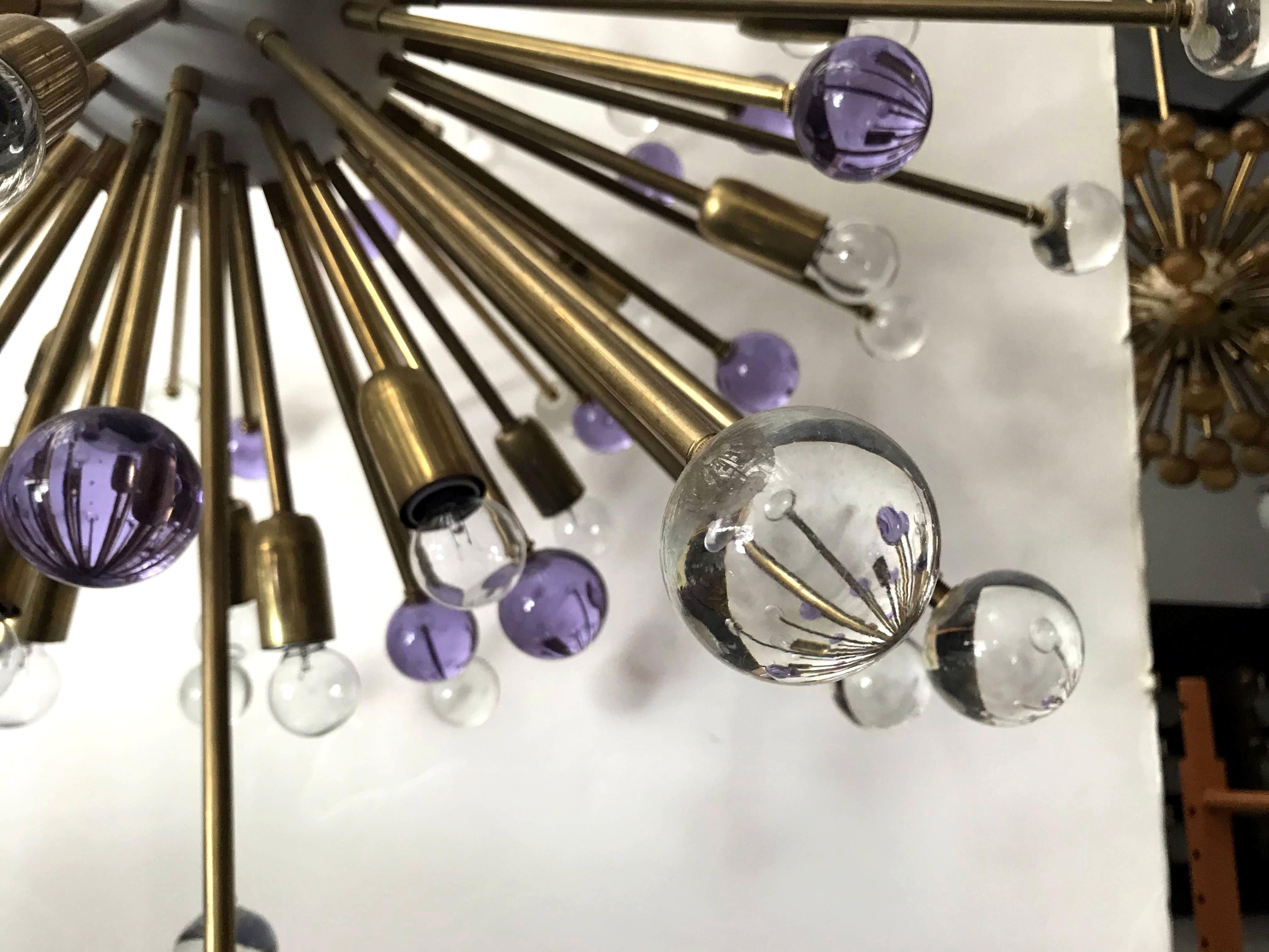 Brass Two Clear and Purple Burst Sputniks by Fabio Ltd