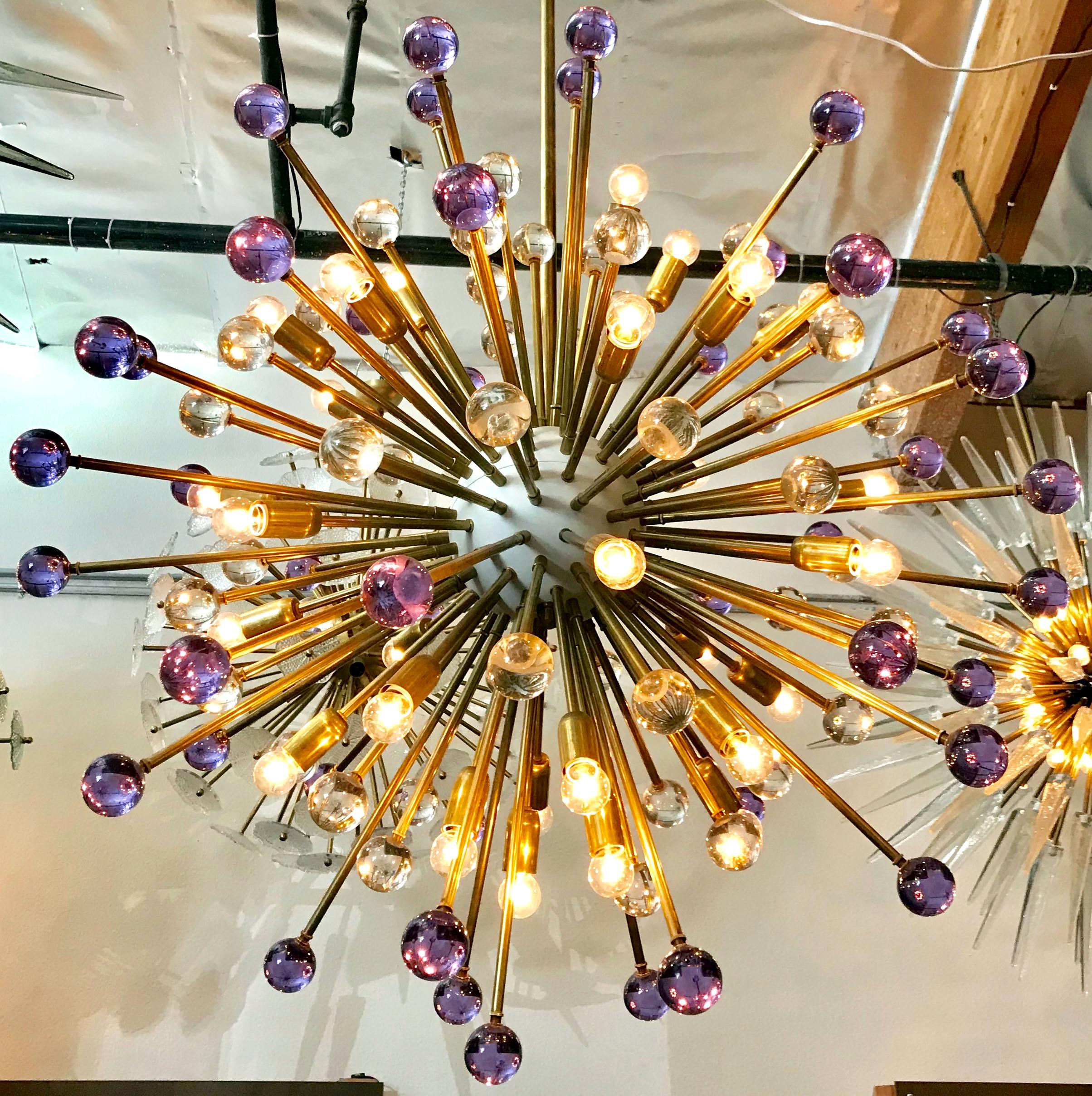 Italian Two Purple and Clear Burst Sputniks by Fabio Ltd